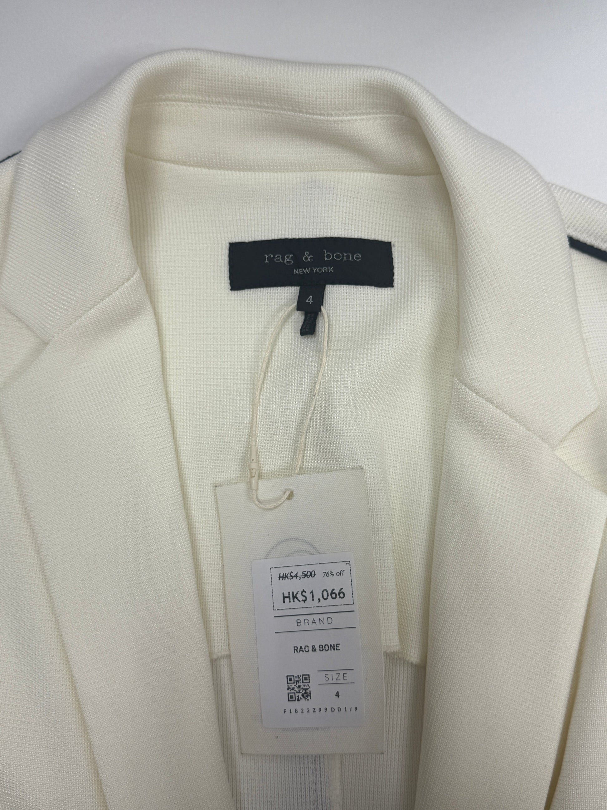 GREENIES rag & bone White Contrast-Trim Blazer