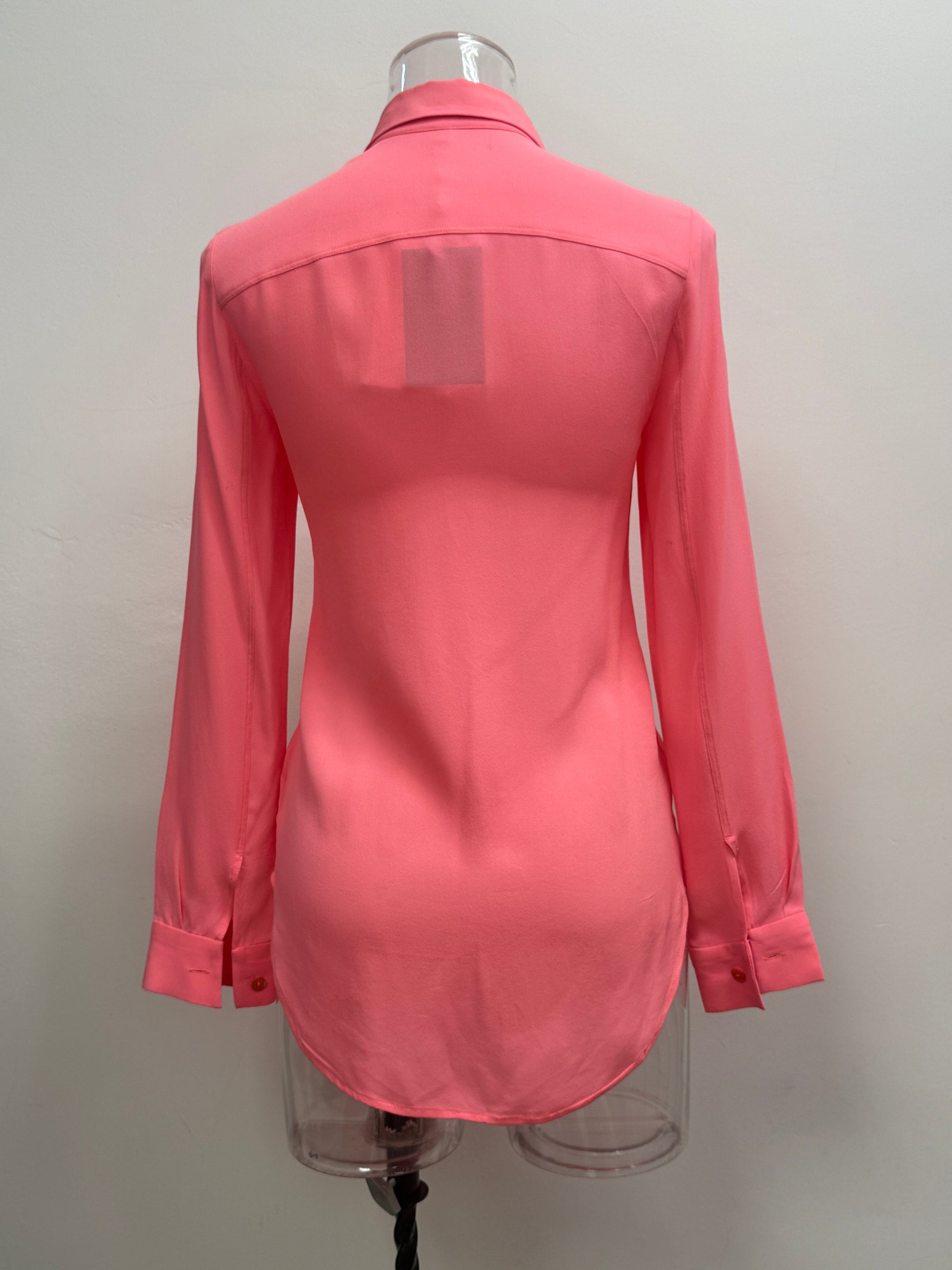 GREENIES Theory Pink Silk Button Blouse