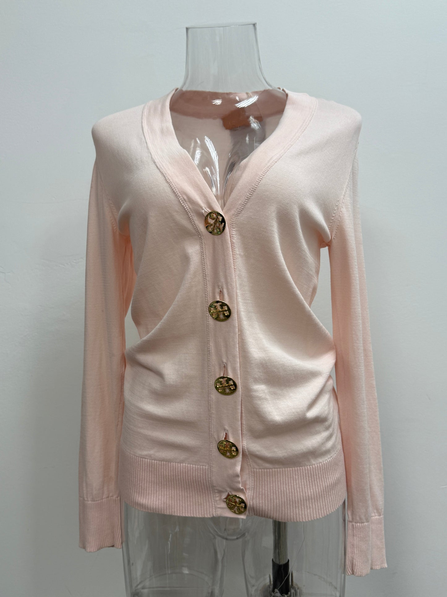 GREENIES Tory Burch Light Pink Gold-Button Cardigan