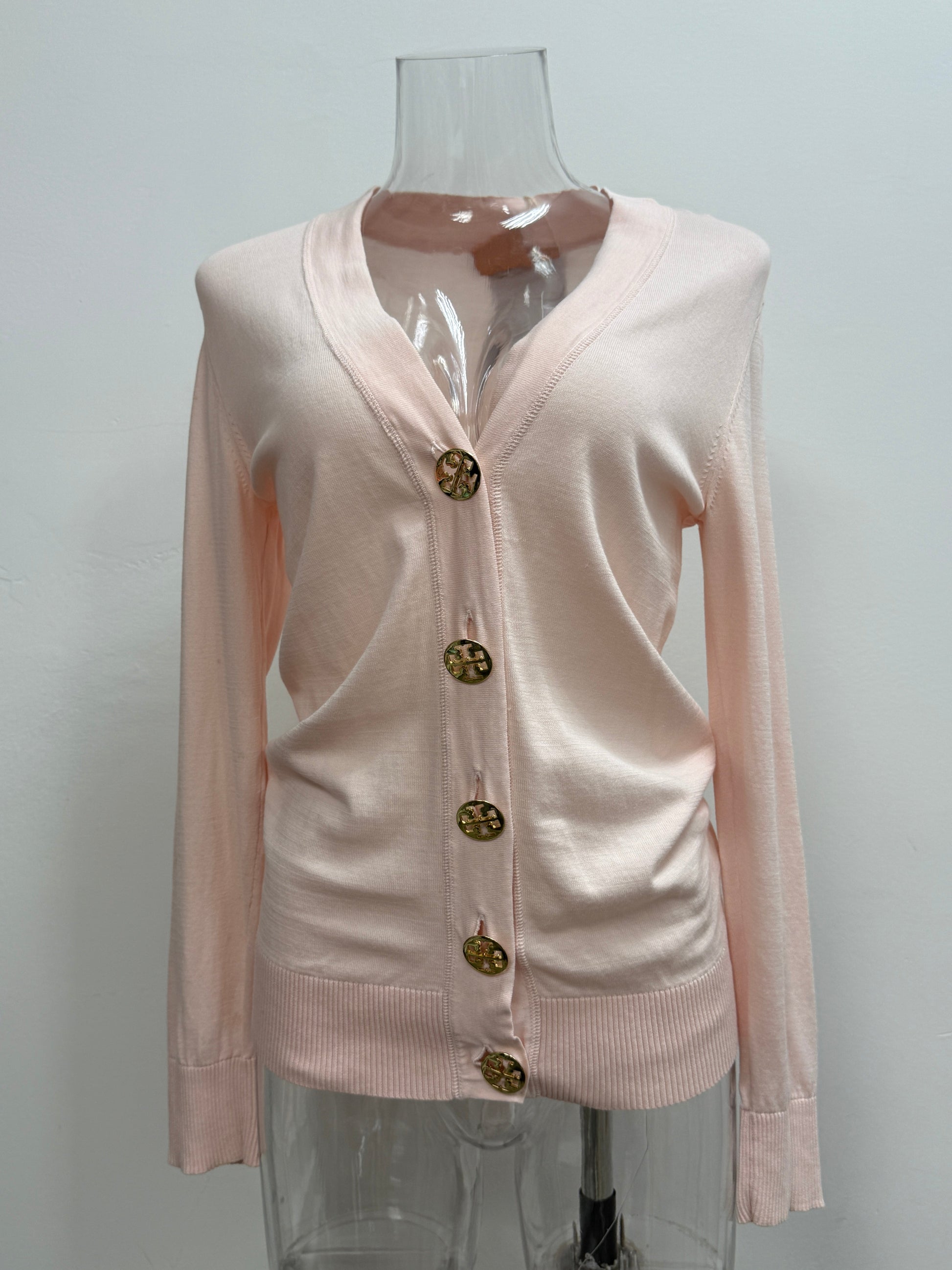GREENIES Tory Burch Light Pink Gold-Button Cardigan