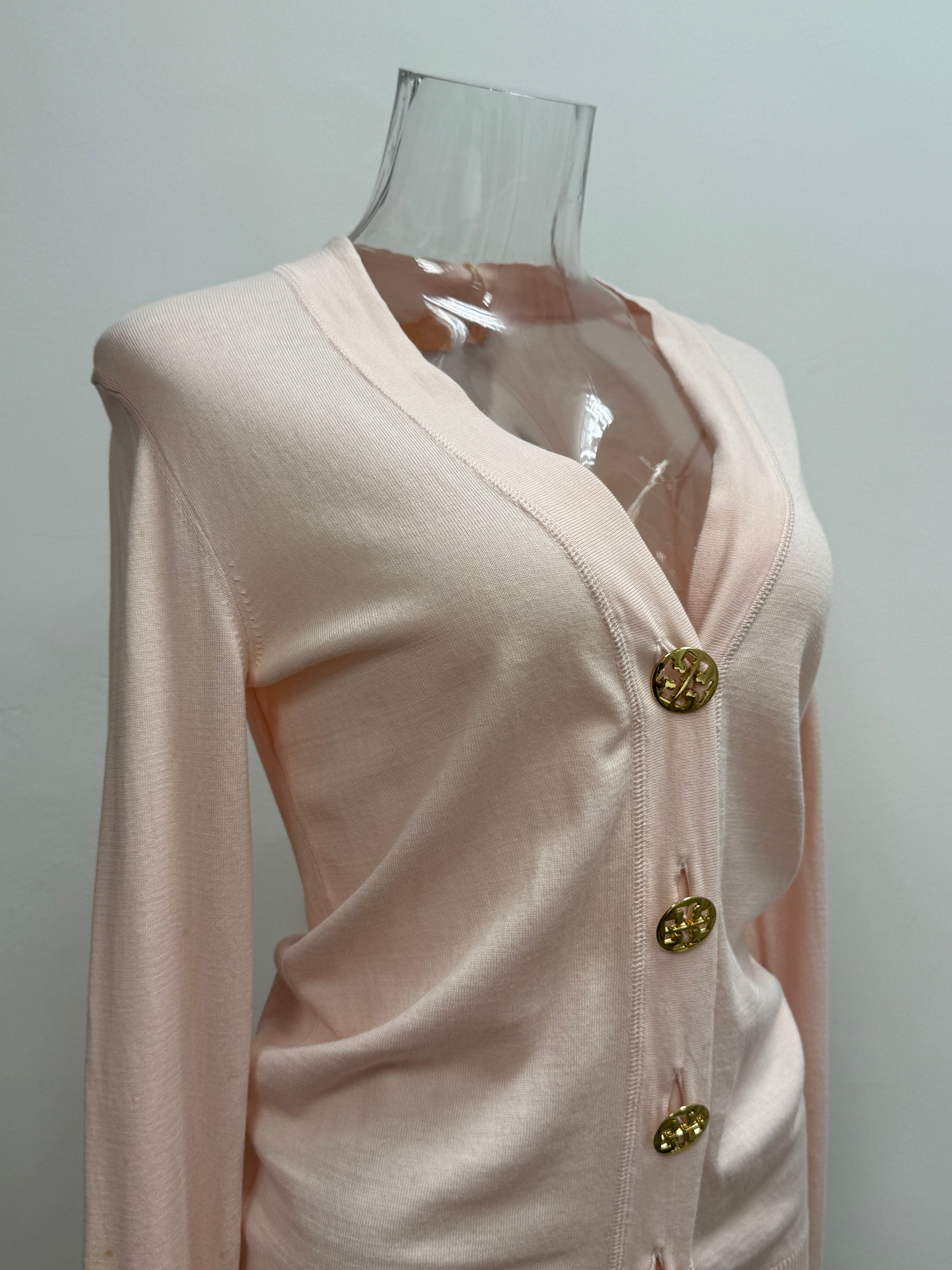 GREENIES Tory Burch Light Pink Gold-Button Cardigan