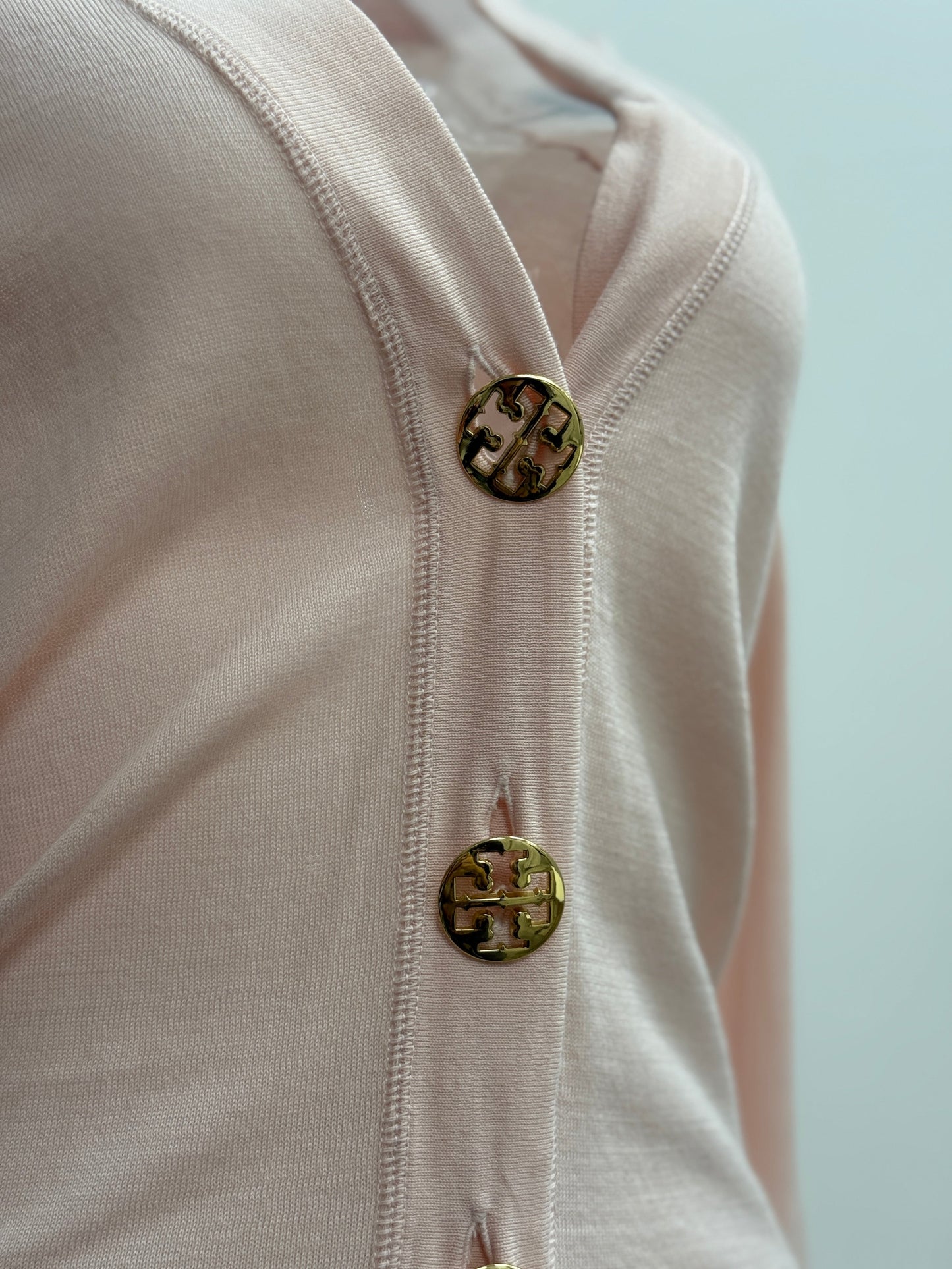 GREENIES Tory Burch Light Pink Gold-Button Cardigan