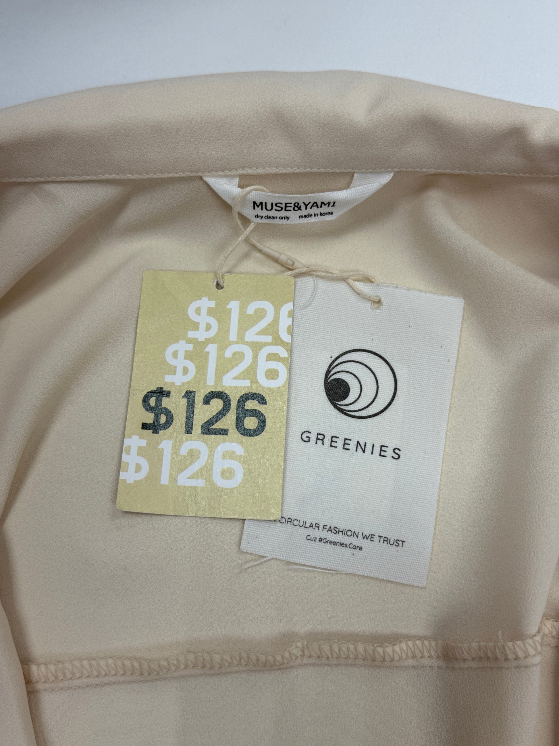 GREENIES MUSE&YAMI Beige Relaxed One-Button Blazer