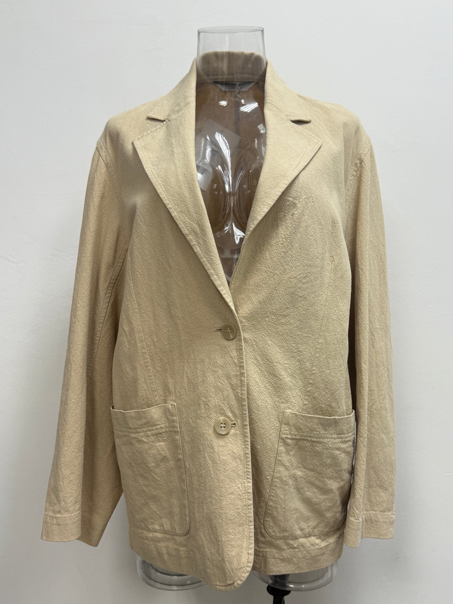 GREENIES & Other Stories Beige Textured Two-Button Blazer