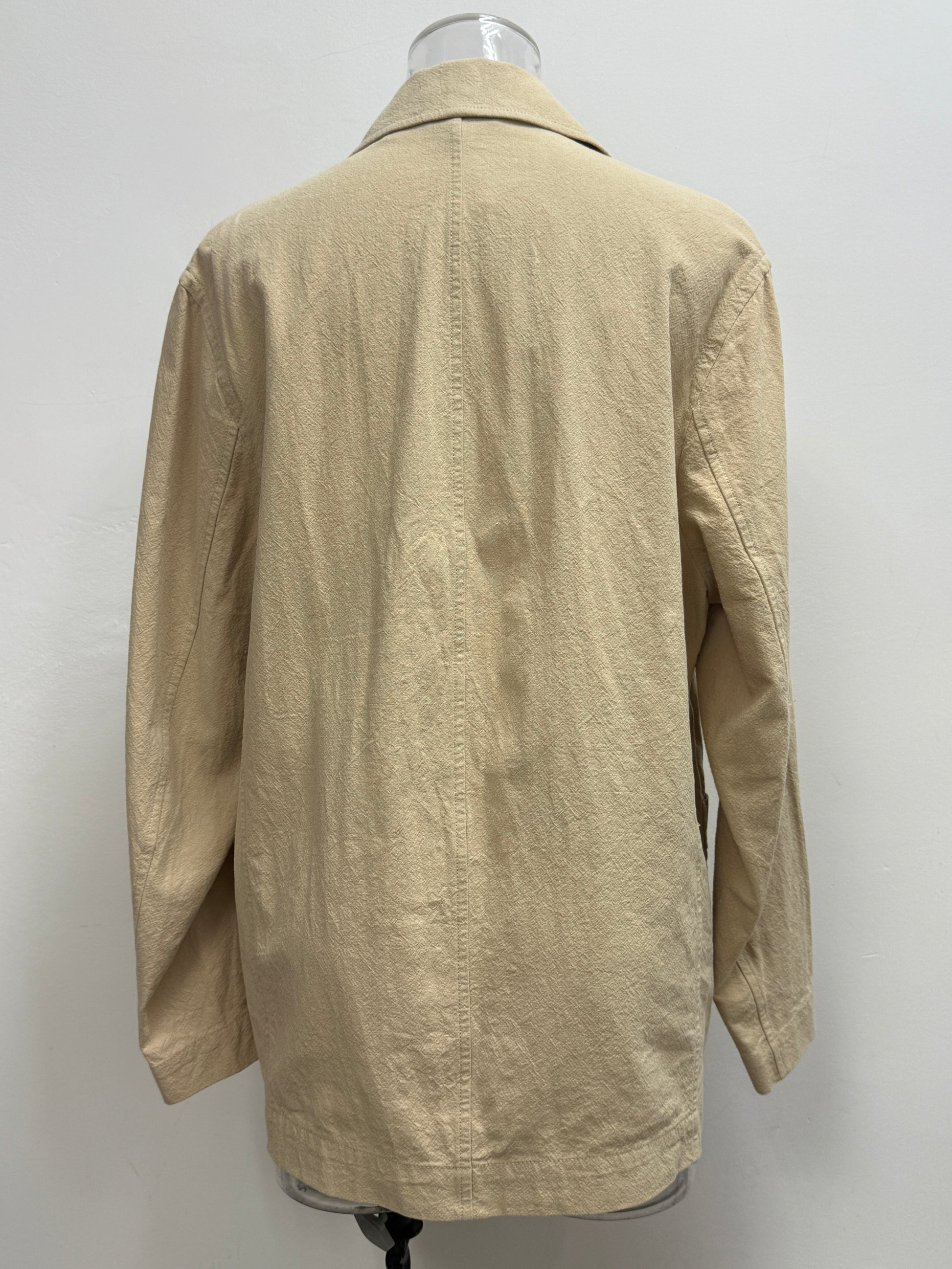 GREENIES & Other Stories Beige Textured Two-Button Blazer