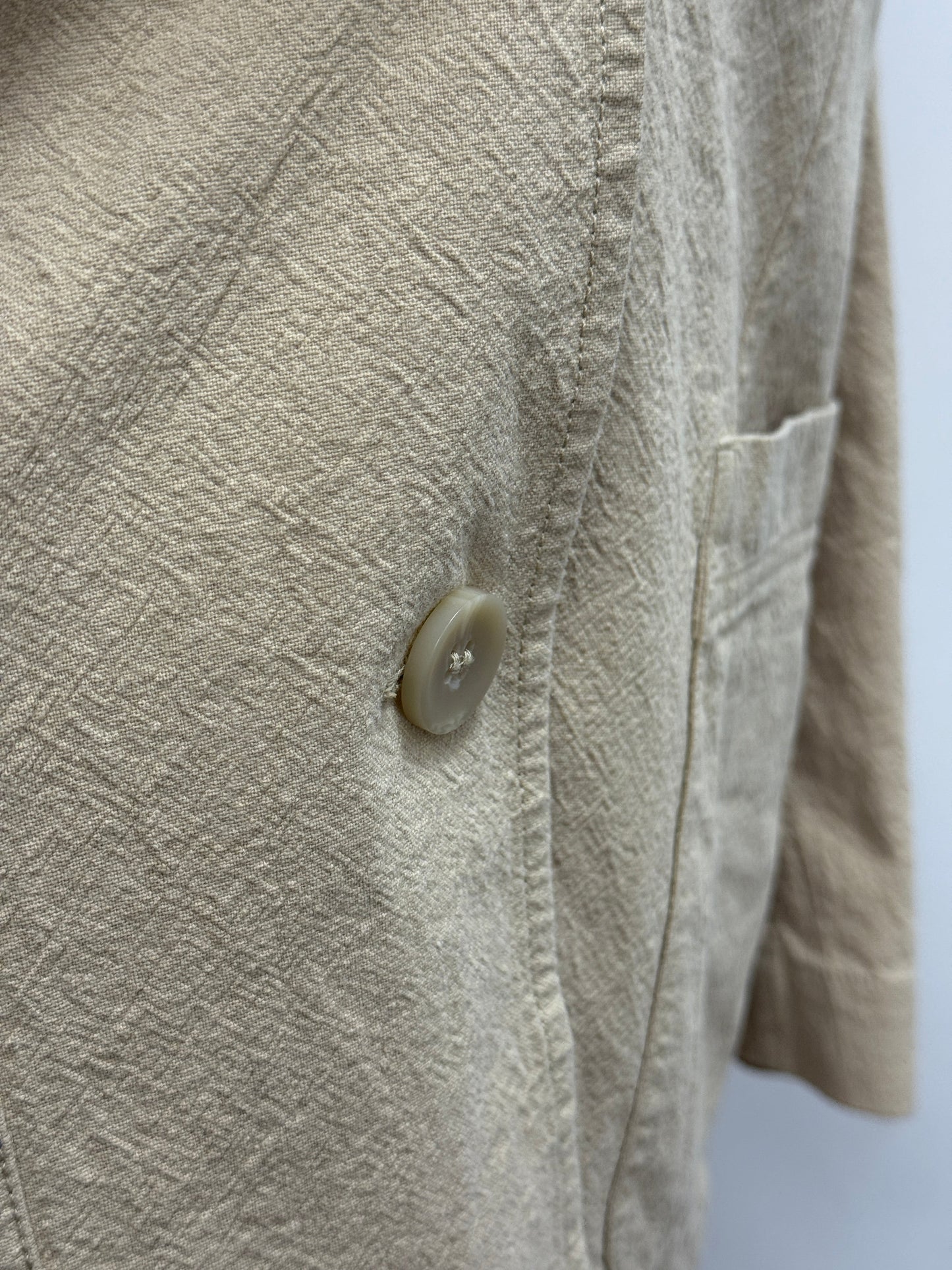 GREENIES & Other Stories Beige Textured Two-Button Blazer