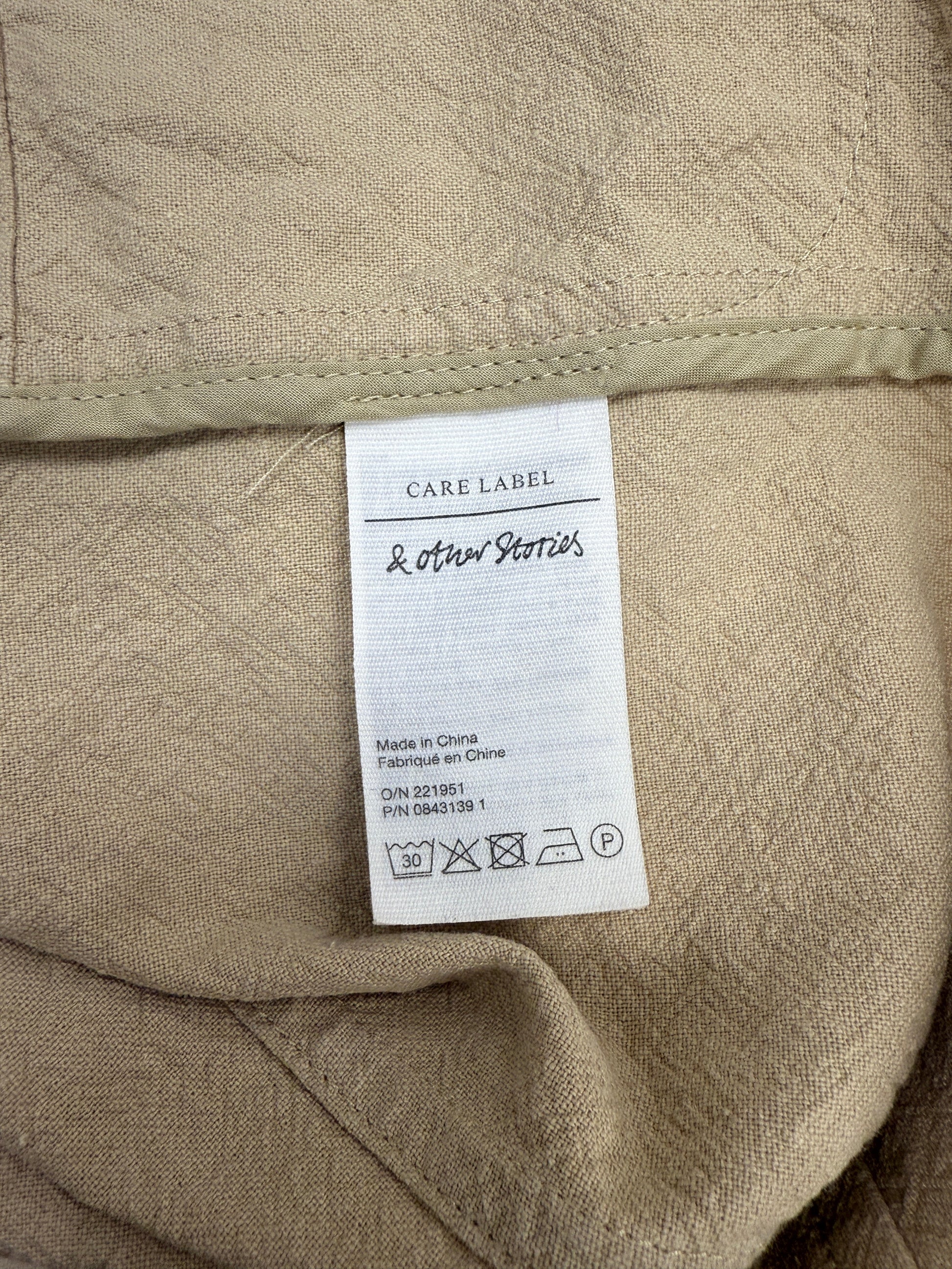 GREENIES & Other Stories Beige Textured Two-Button Blazer