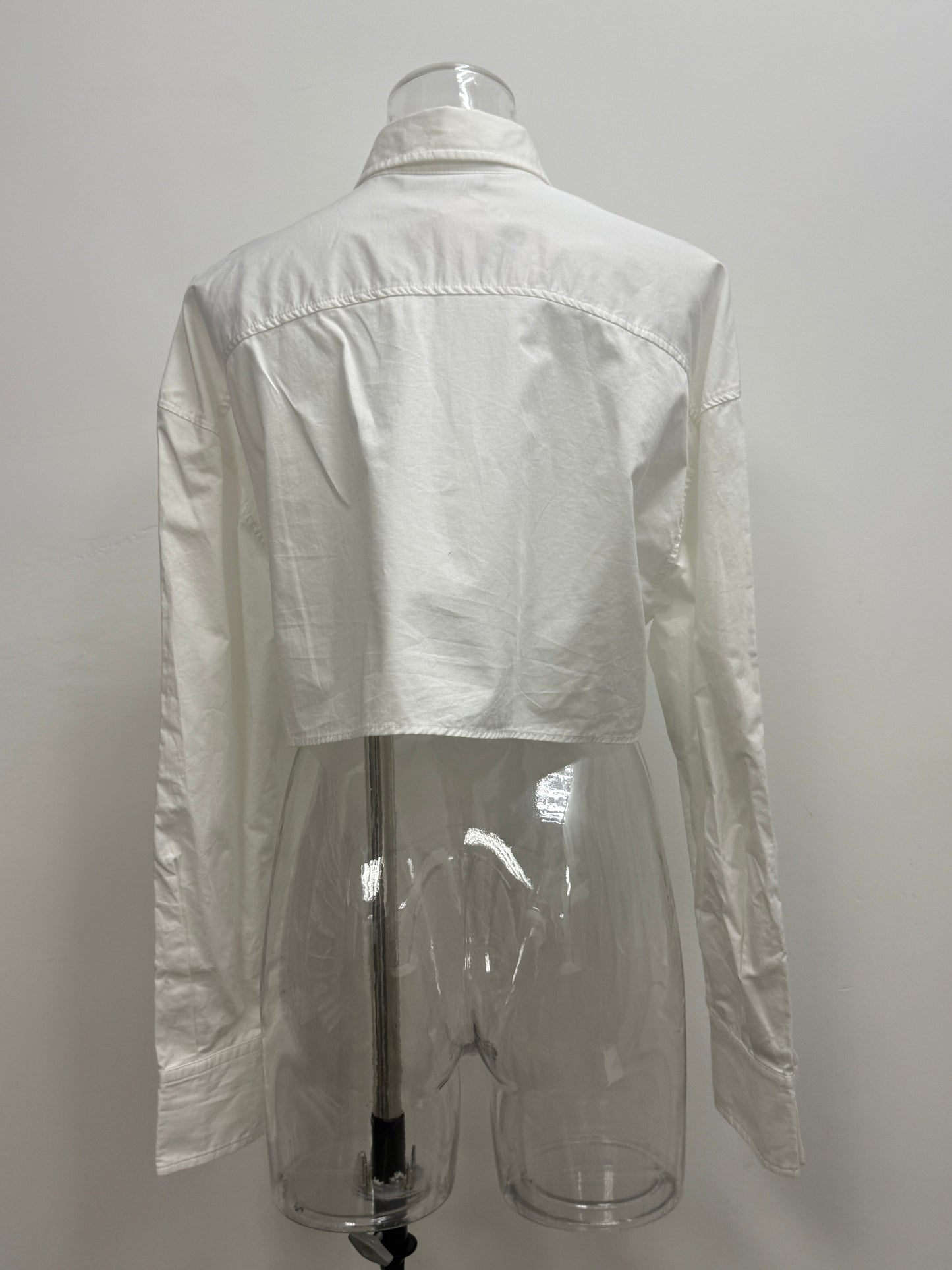 GREENIES ZARA White Cropped Button-Up Shirt