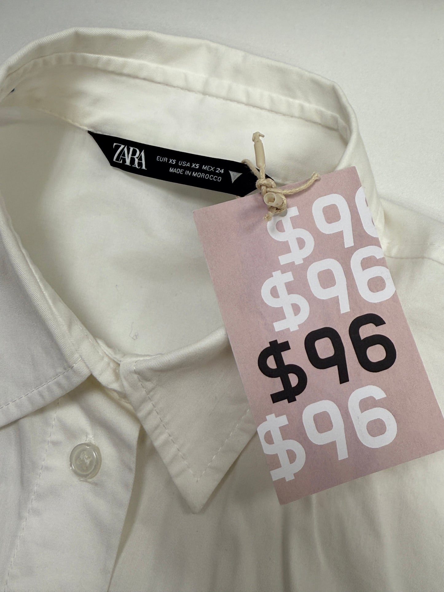 GREENIES ZARA White Cropped Button-Up Shirt