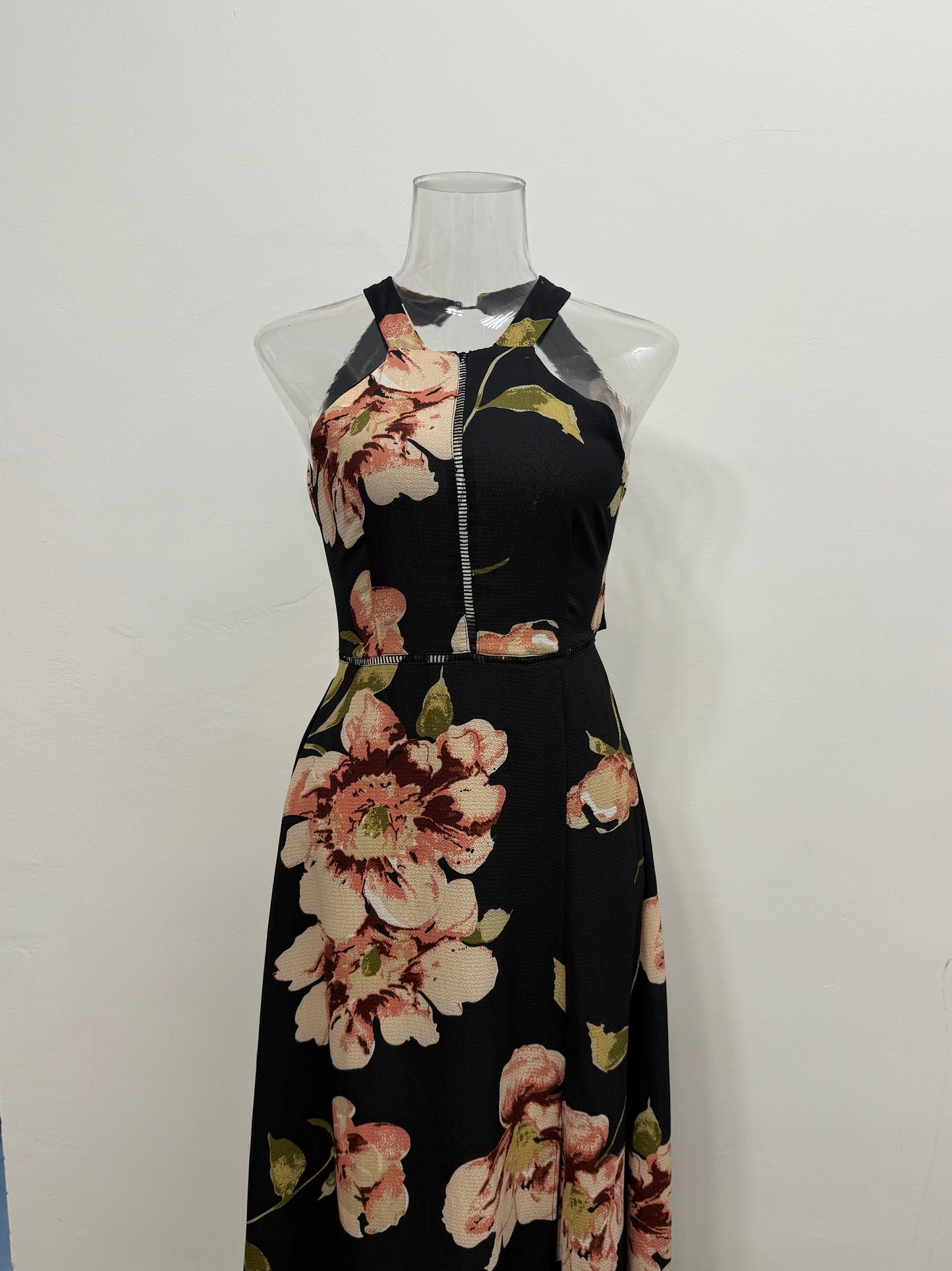 Black Floral Halter Neck One-Piece - GREENIES