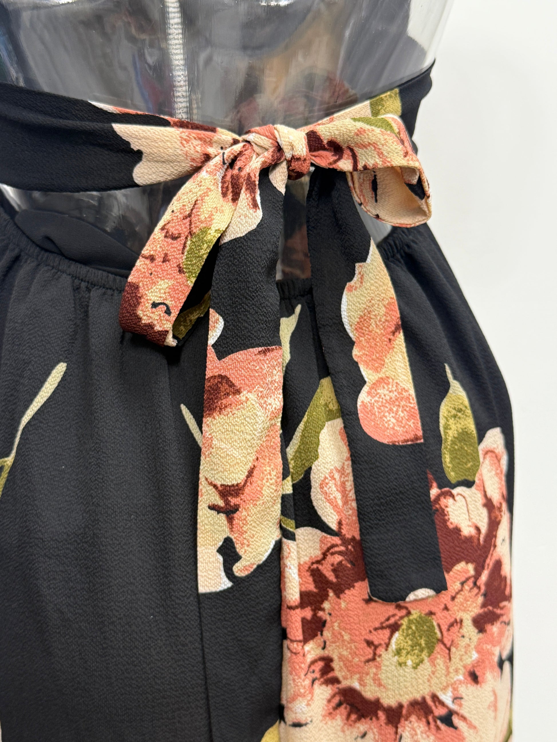 Black Floral Halter Neck One-Piece - GREENIES