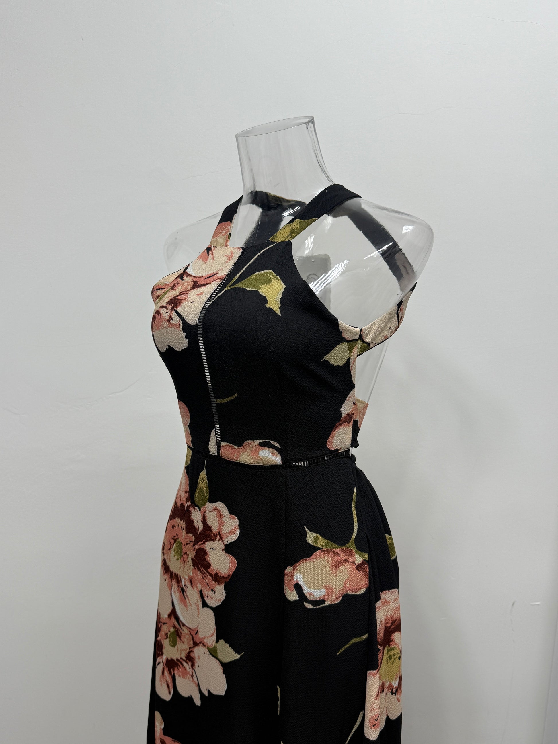 Black Floral Halter Neck One-Piece - GREENIES