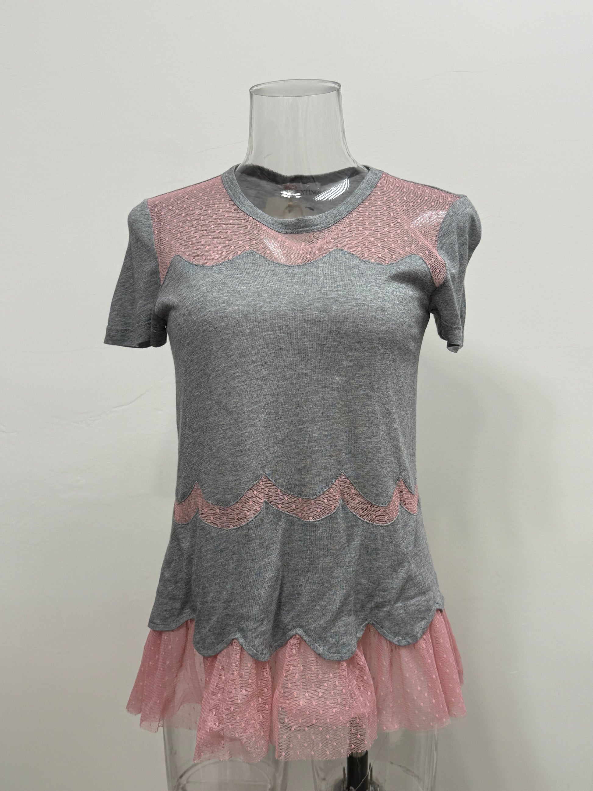 Scalloped Gray Tee with Tulle Trim - GREENIES