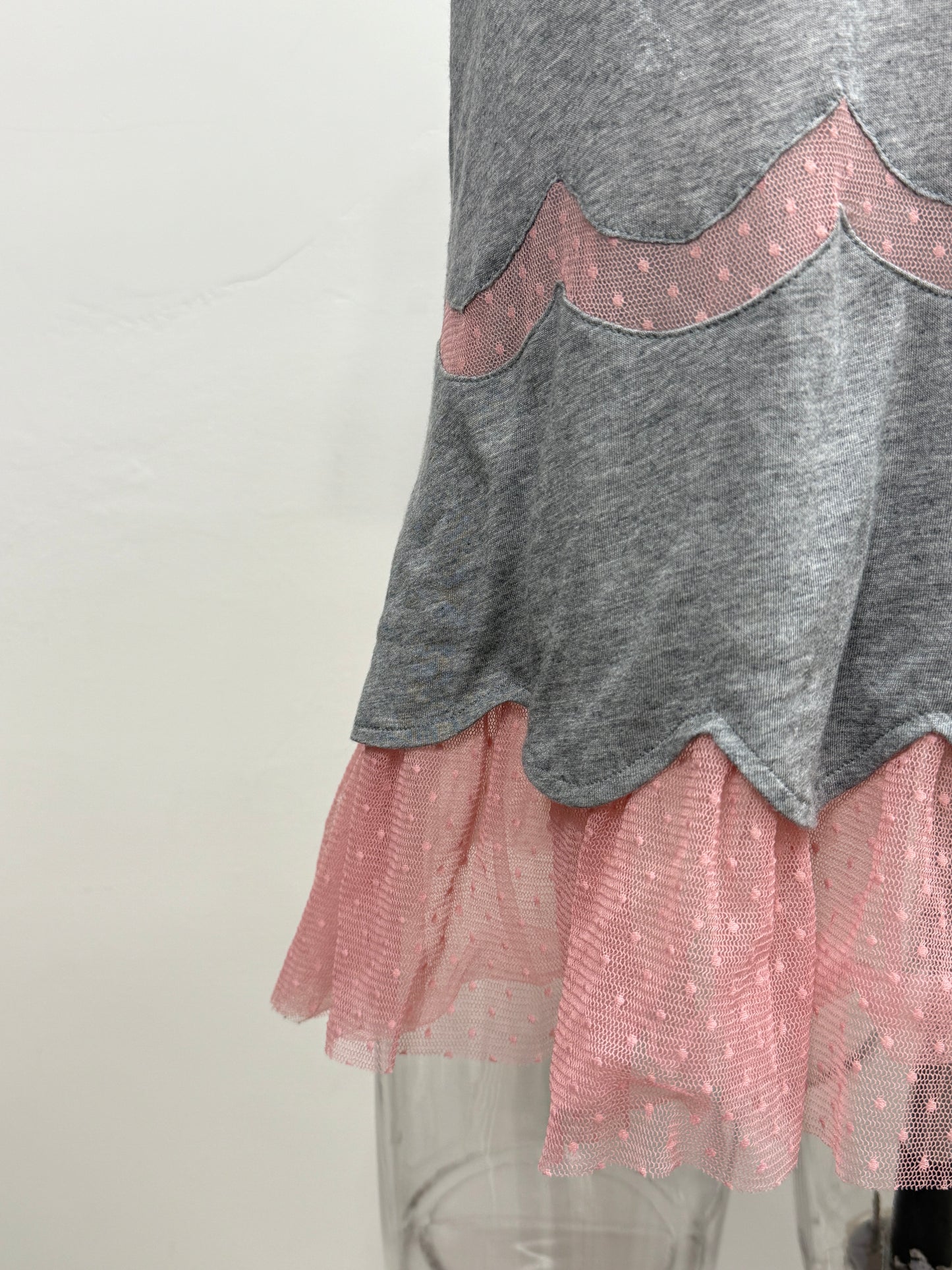 Scalloped Gray Tee with Tulle Trim - GREENIES