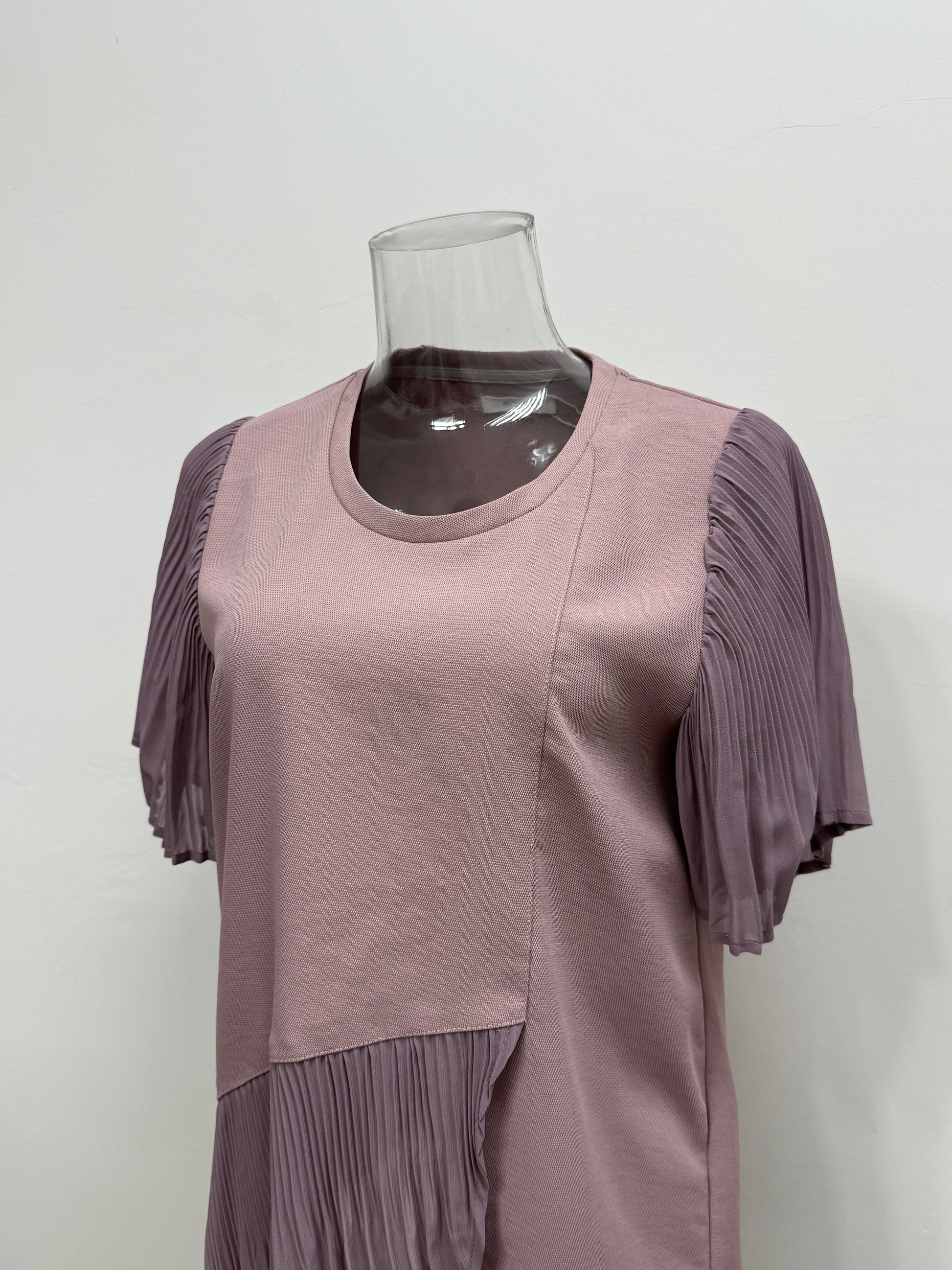 Pleated Contrast Hem Blouse - GREENIES