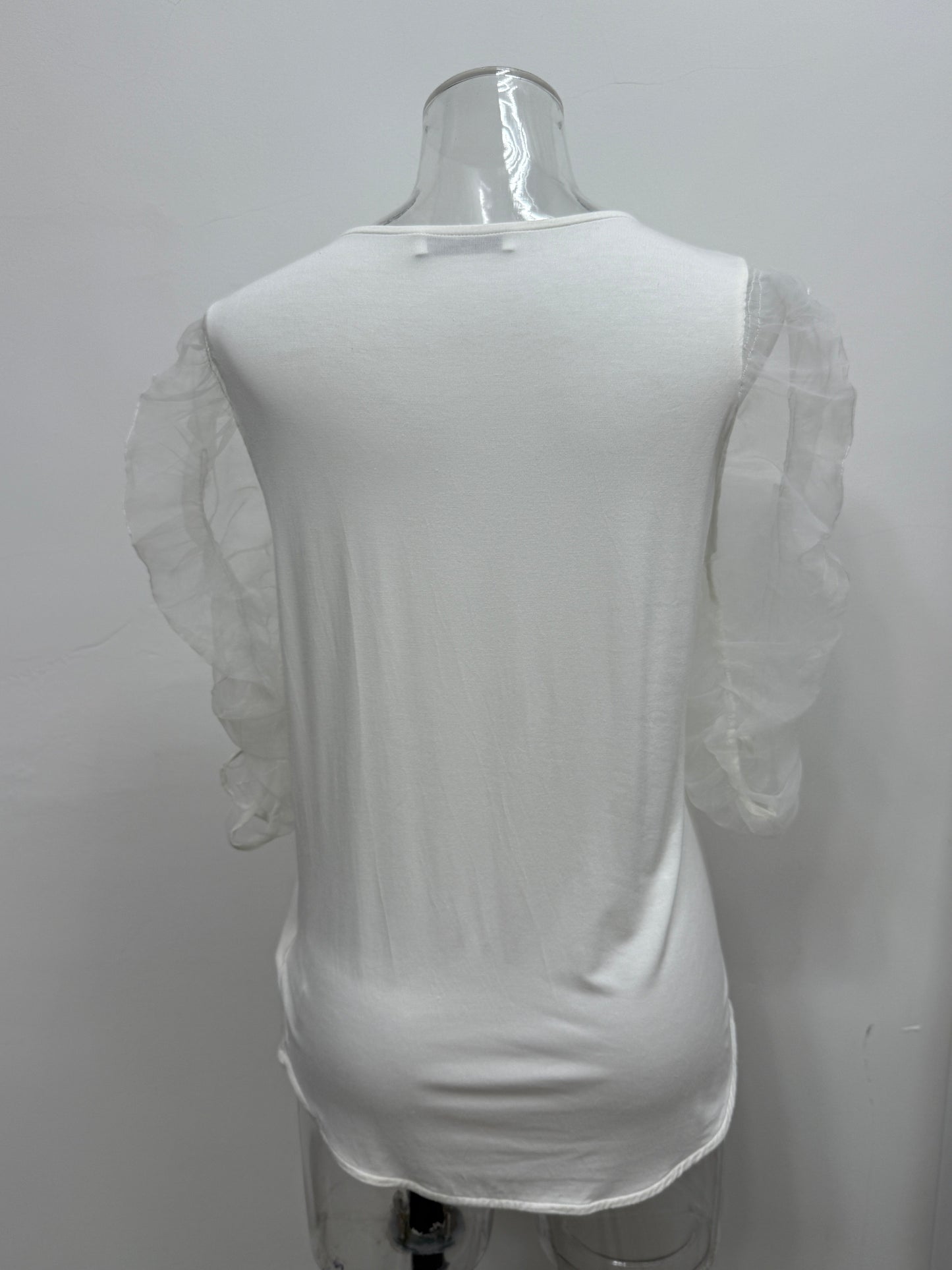 White Top with Sheer Puff Sleeves - GREENIES