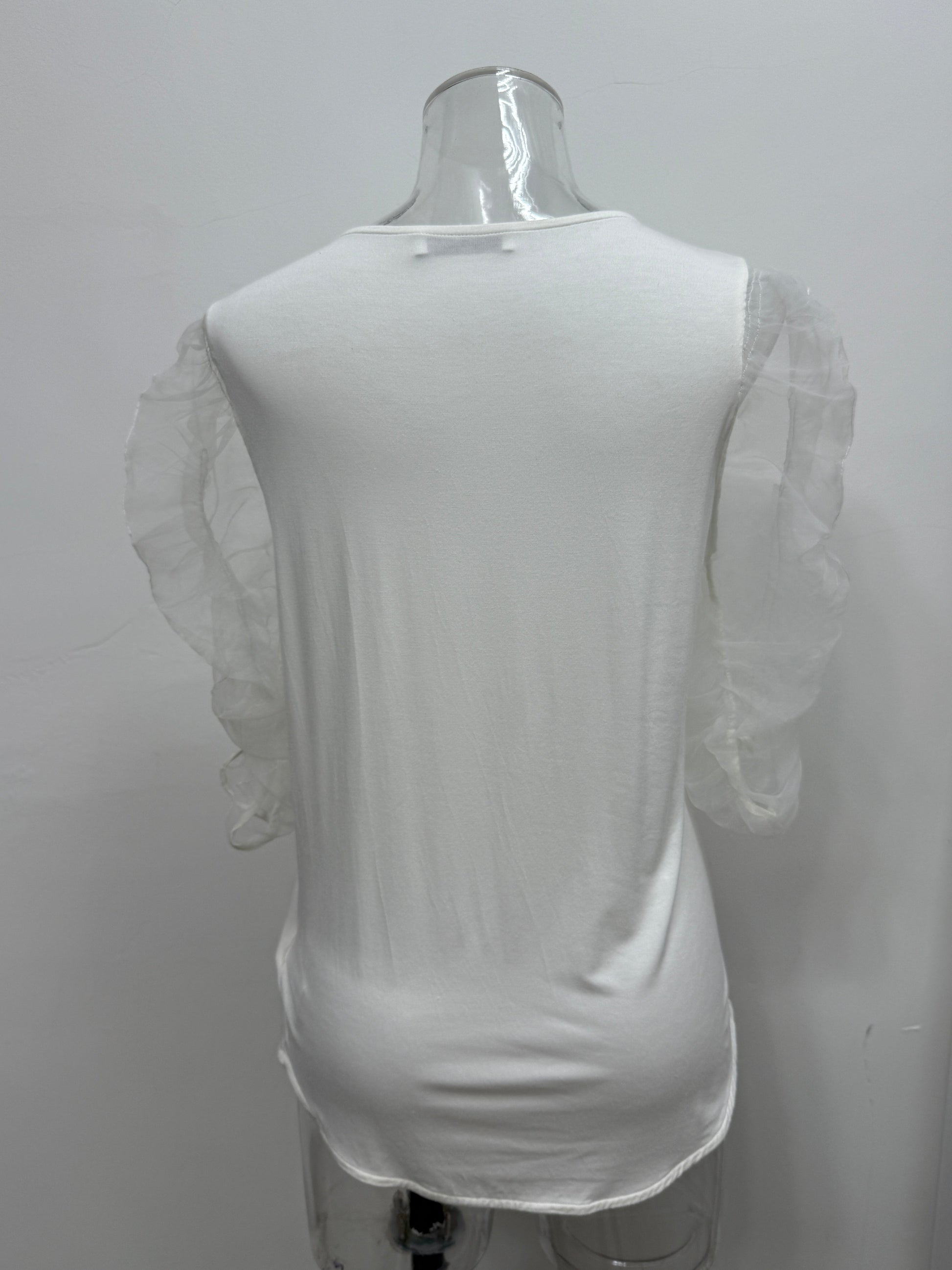 White Top with Sheer Puff Sleeves - GREENIES