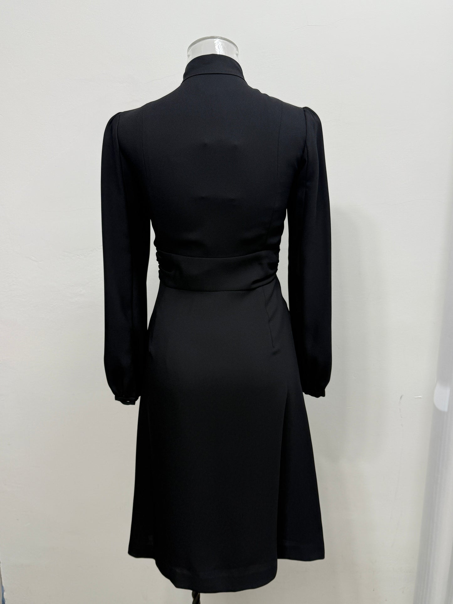 Black Long Sleeve Tie-Neck Dress - GREENIES