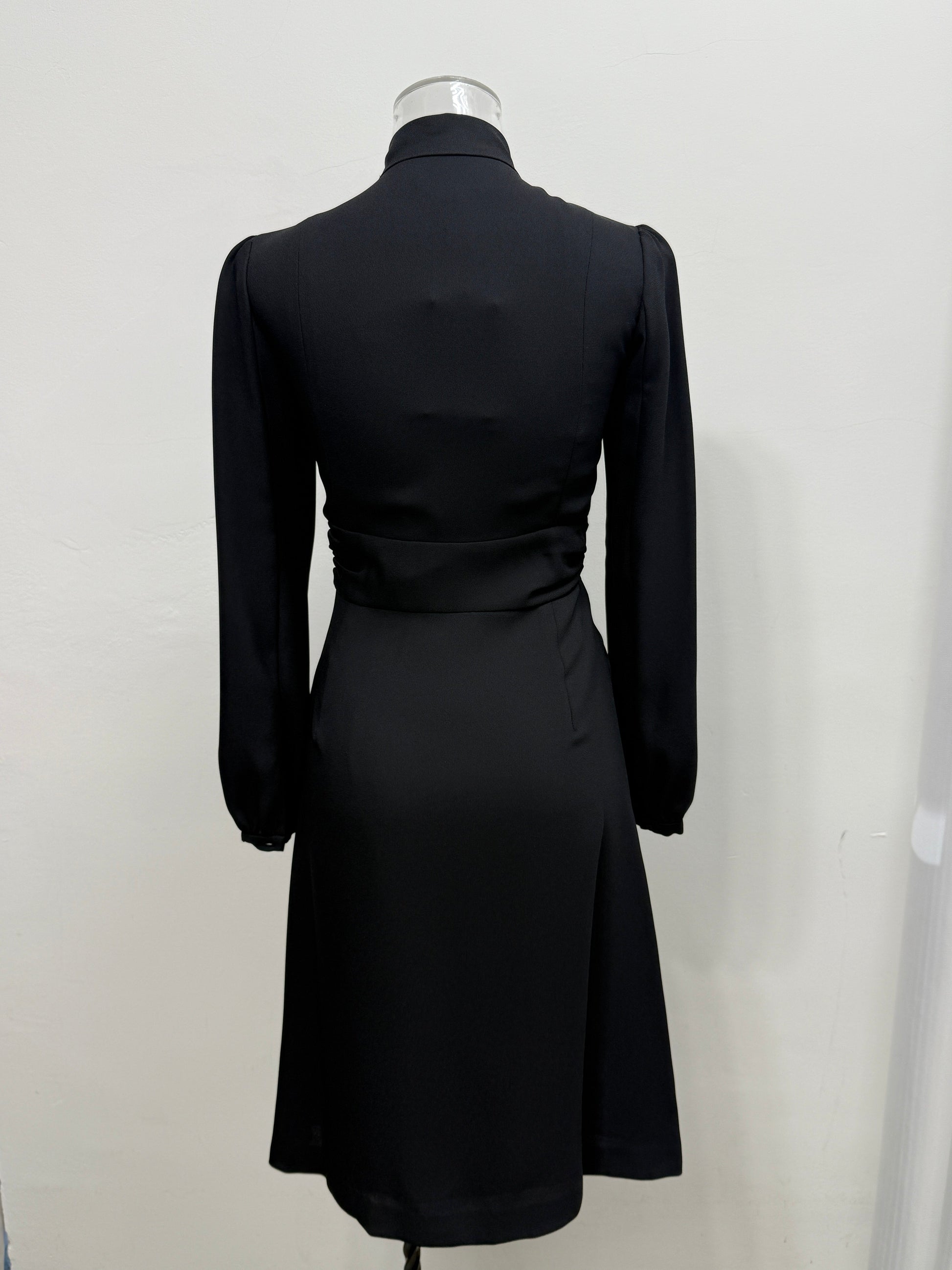 Black Long Sleeve Tie-Neck Dress - GREENIES