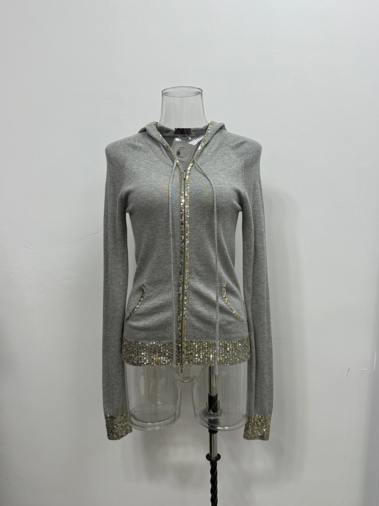 Gray Hoodie with Sequin Trim - GREENIES