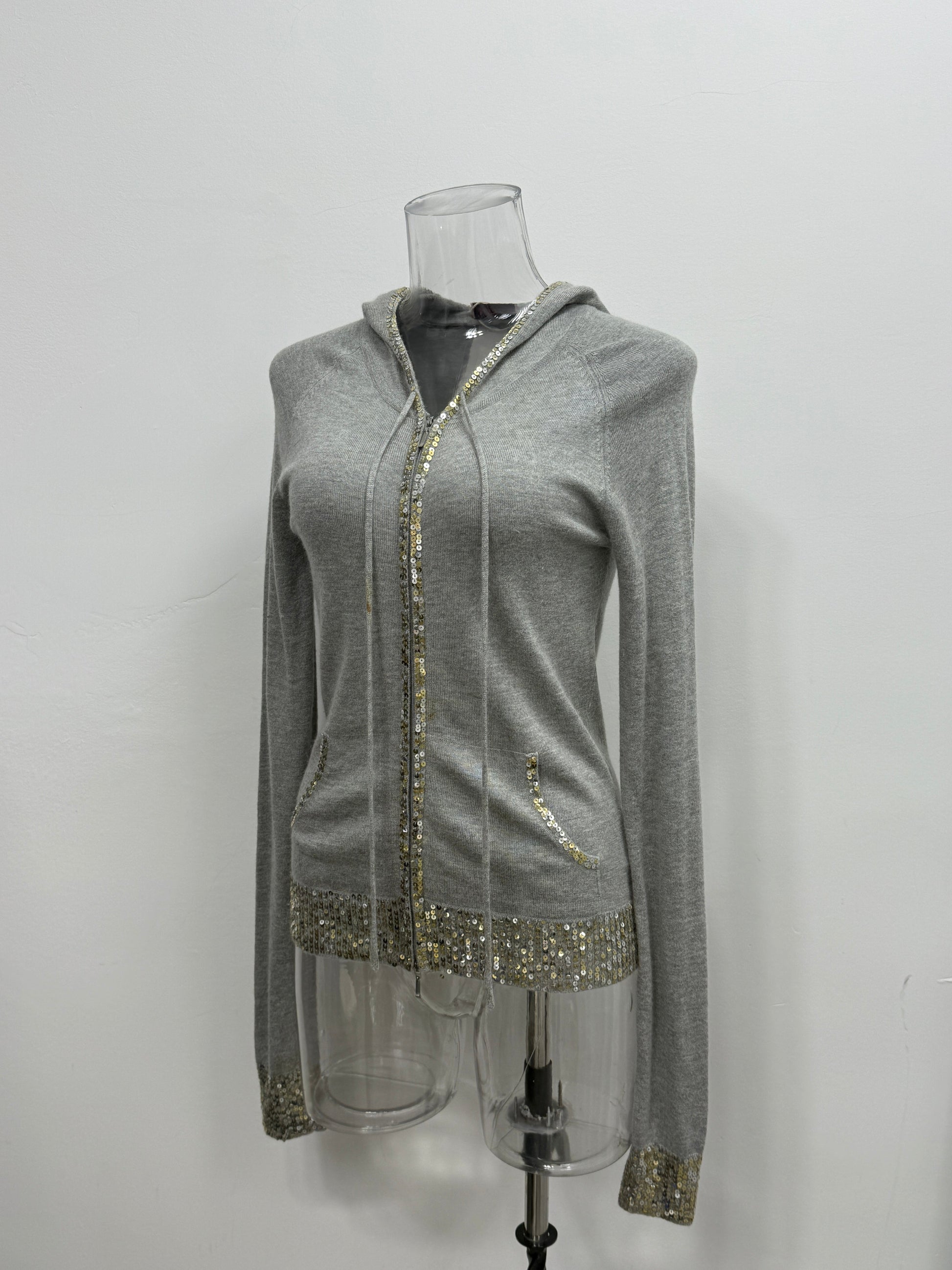 Gray Hoodie with Sequin Trim - GREENIES