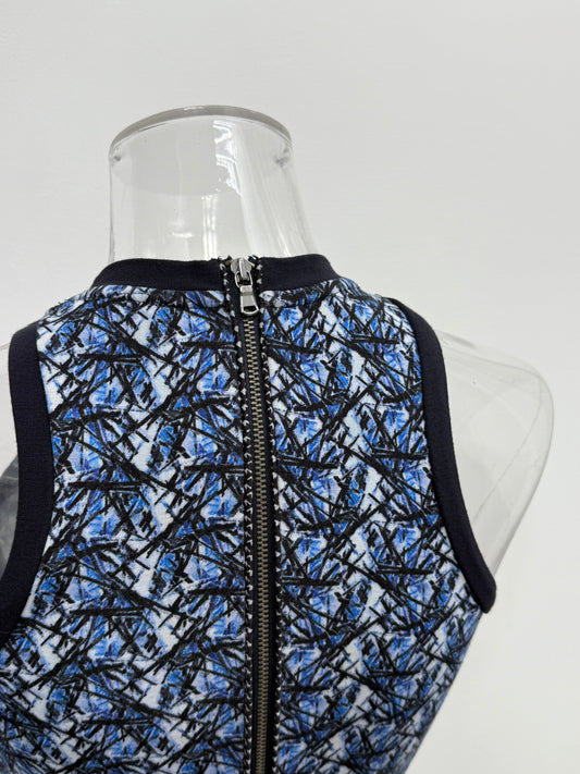 Blue Abstract Fitted Zip Dress - GREENIES