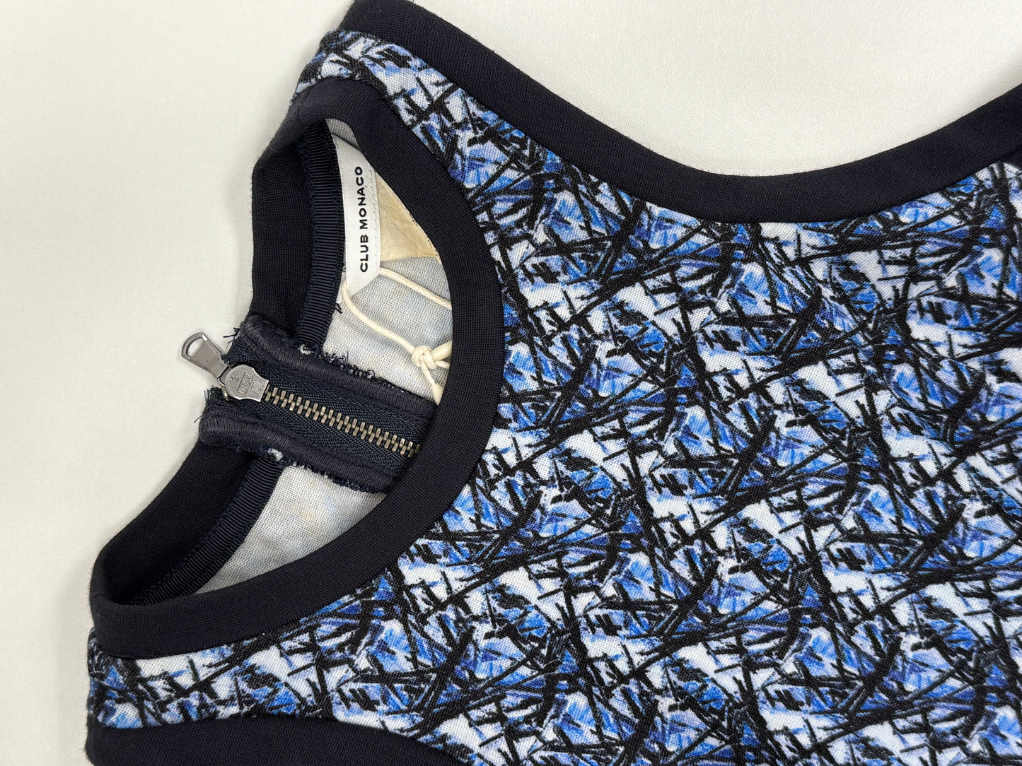 Blue Abstract Fitted Zip Dress - GREENIES