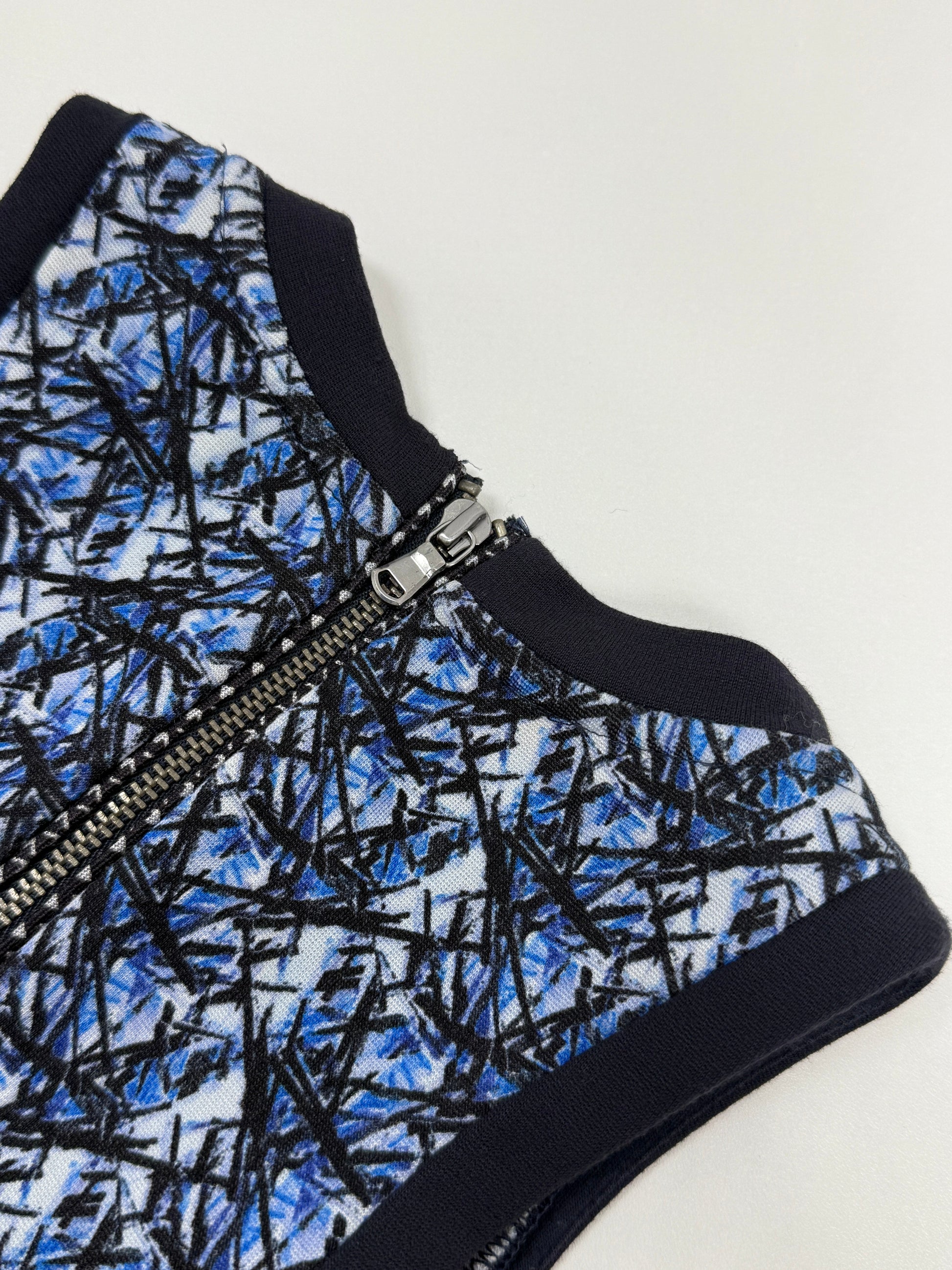 Blue Abstract Fitted Zip Dress - GREENIES