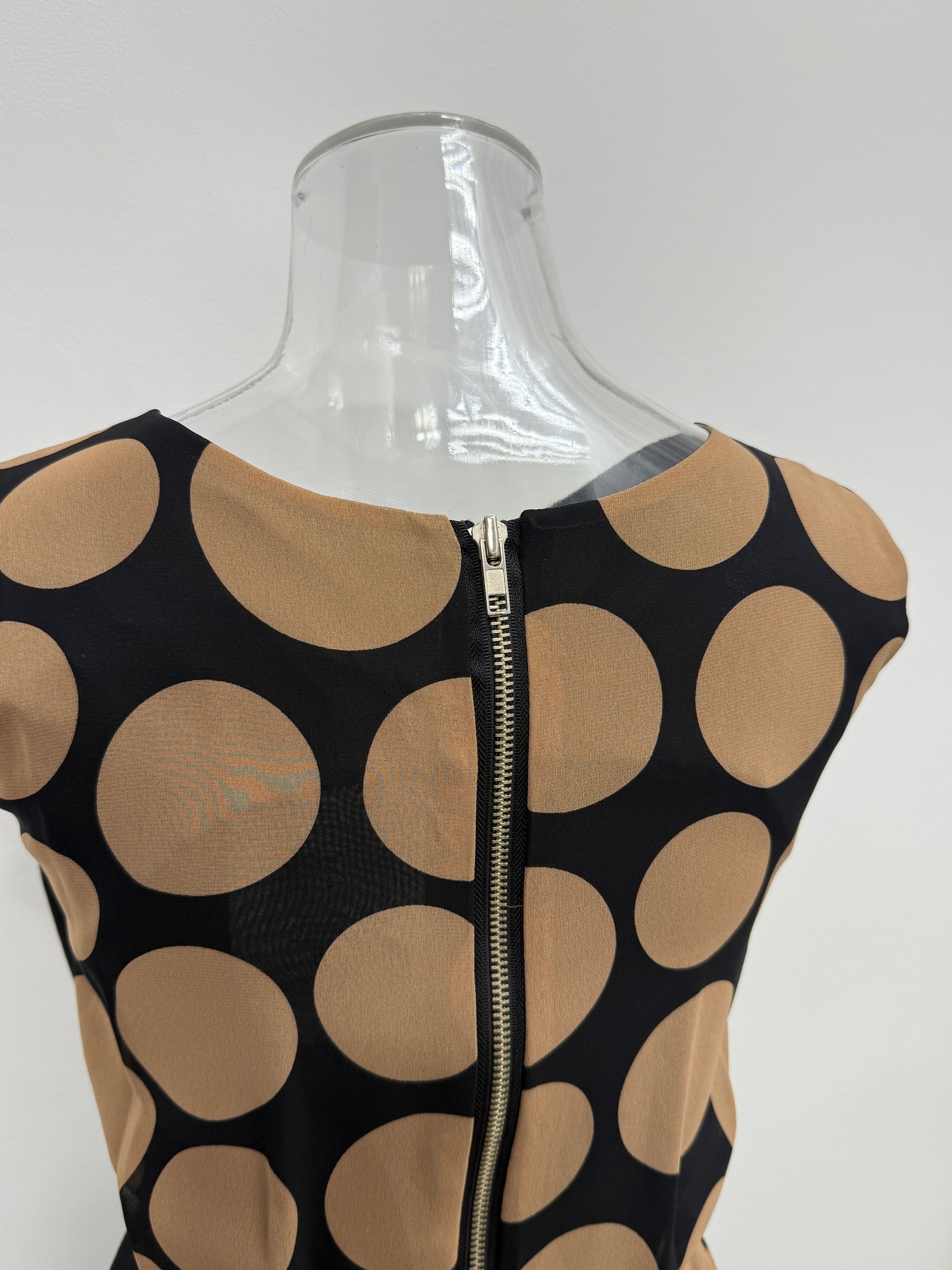 Polka Dot Panel Contrast Dress - GREENIES