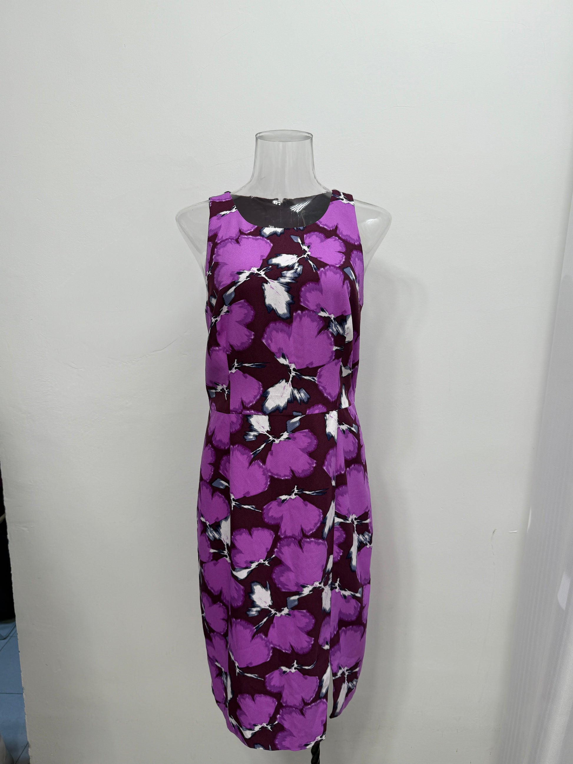 Purple Floral Sleeveless Pencil Dress - GREENIES