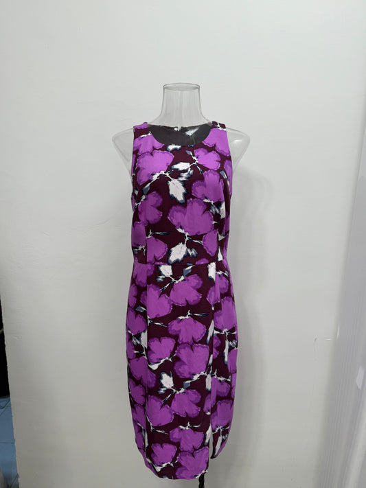 Purple Floral Sleeveless Pencil Dress - GREENIES
