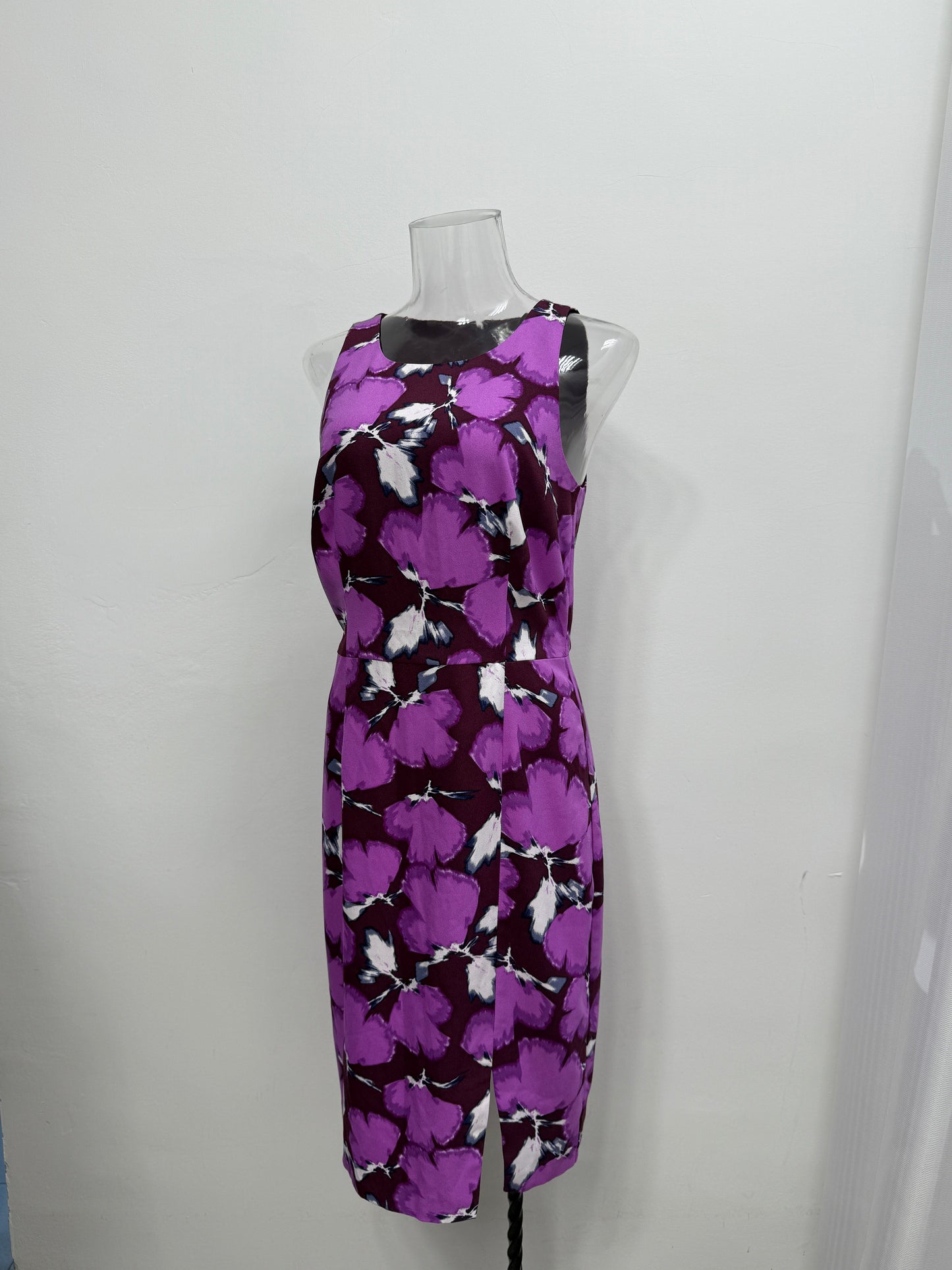 Purple Floral Sleeveless Pencil Dress - GREENIES