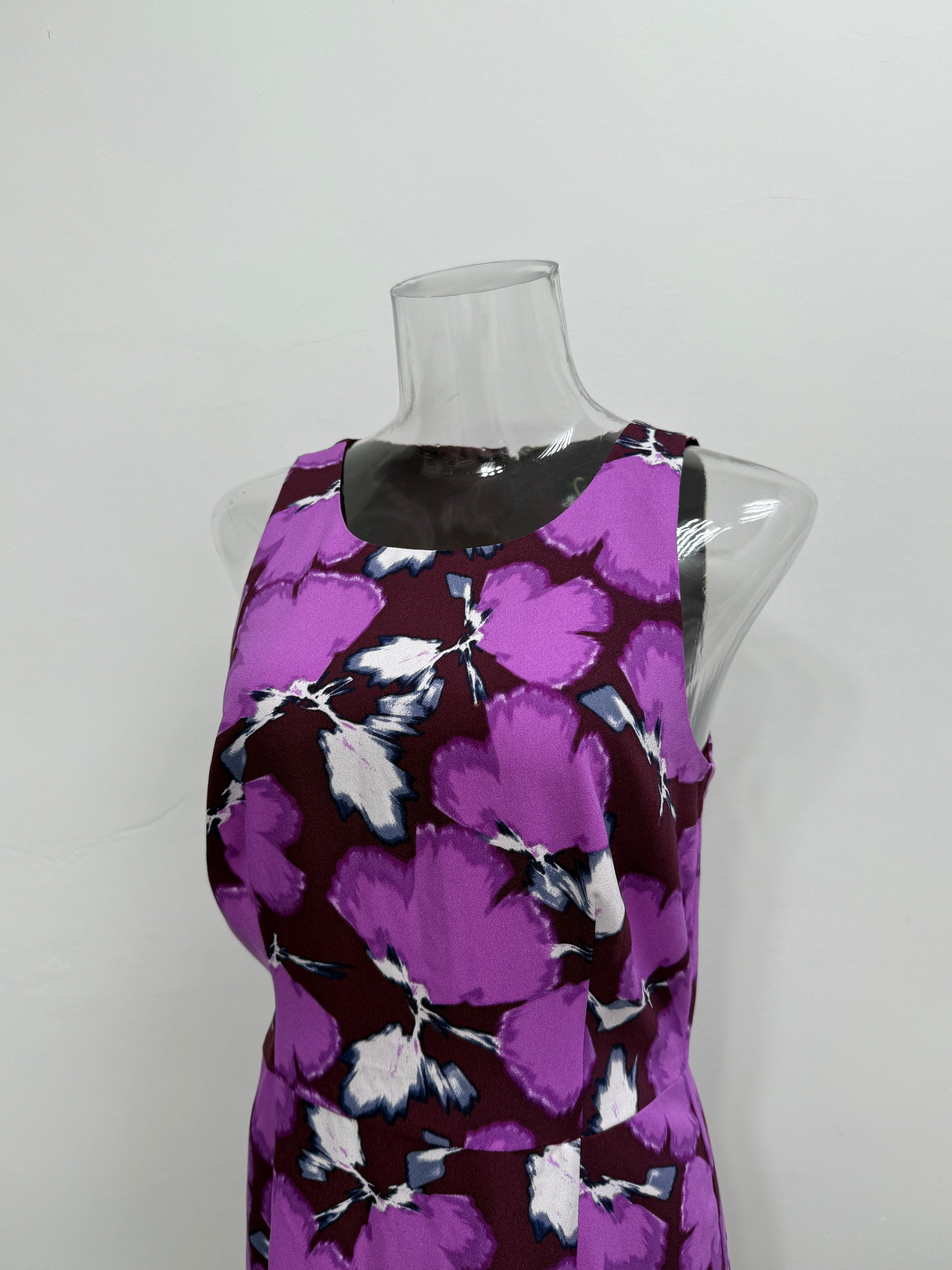 Purple Floral Sleeveless Pencil Dress - GREENIES