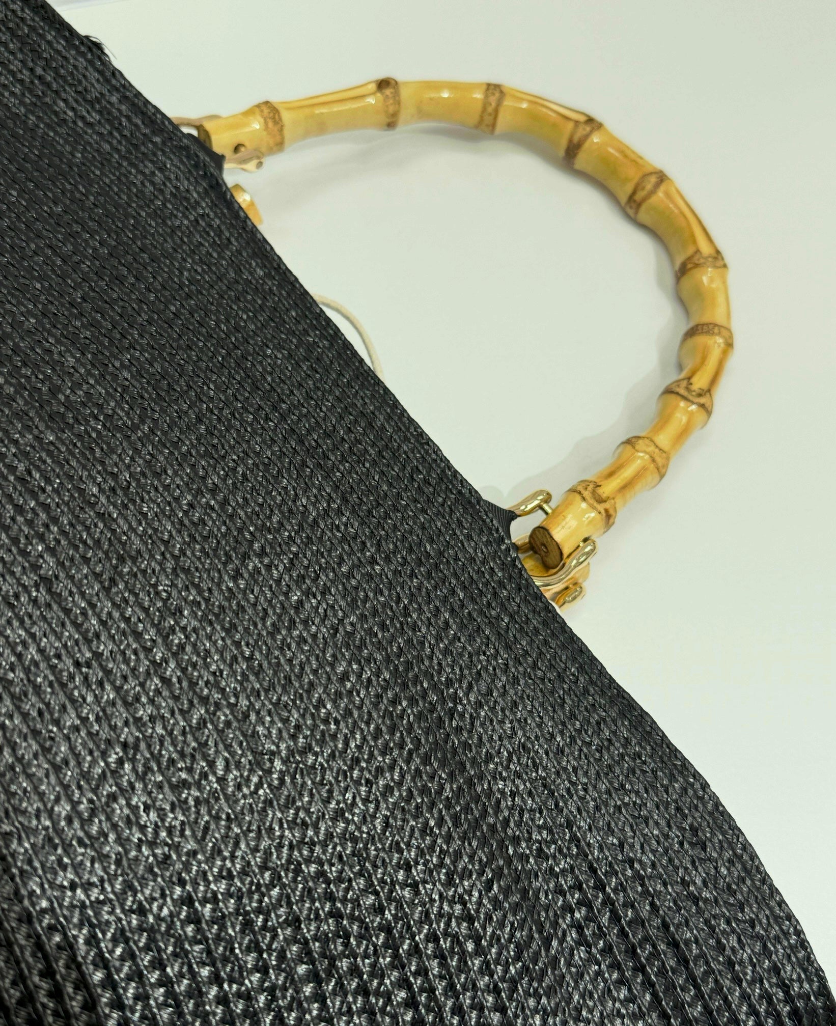 Black Woven Tote with Bamboo Handle - GREENIES