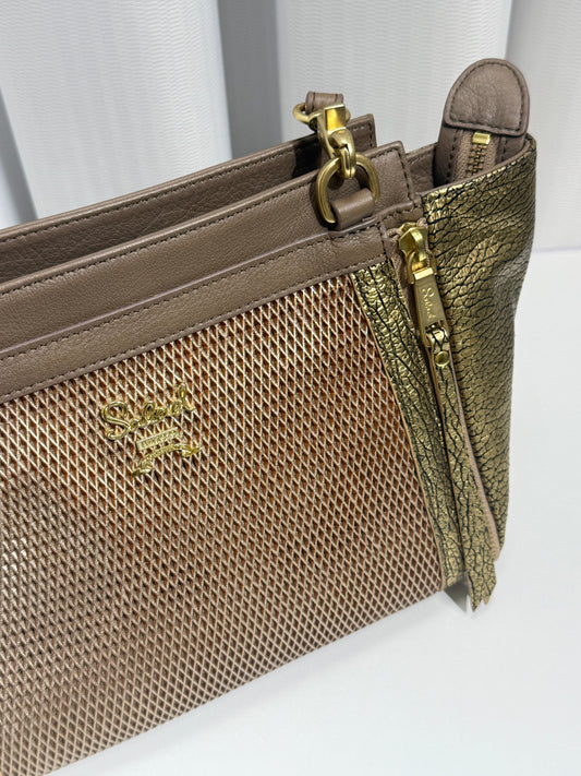 Metallic Textured Two-Tone Crossbody - GREENIES