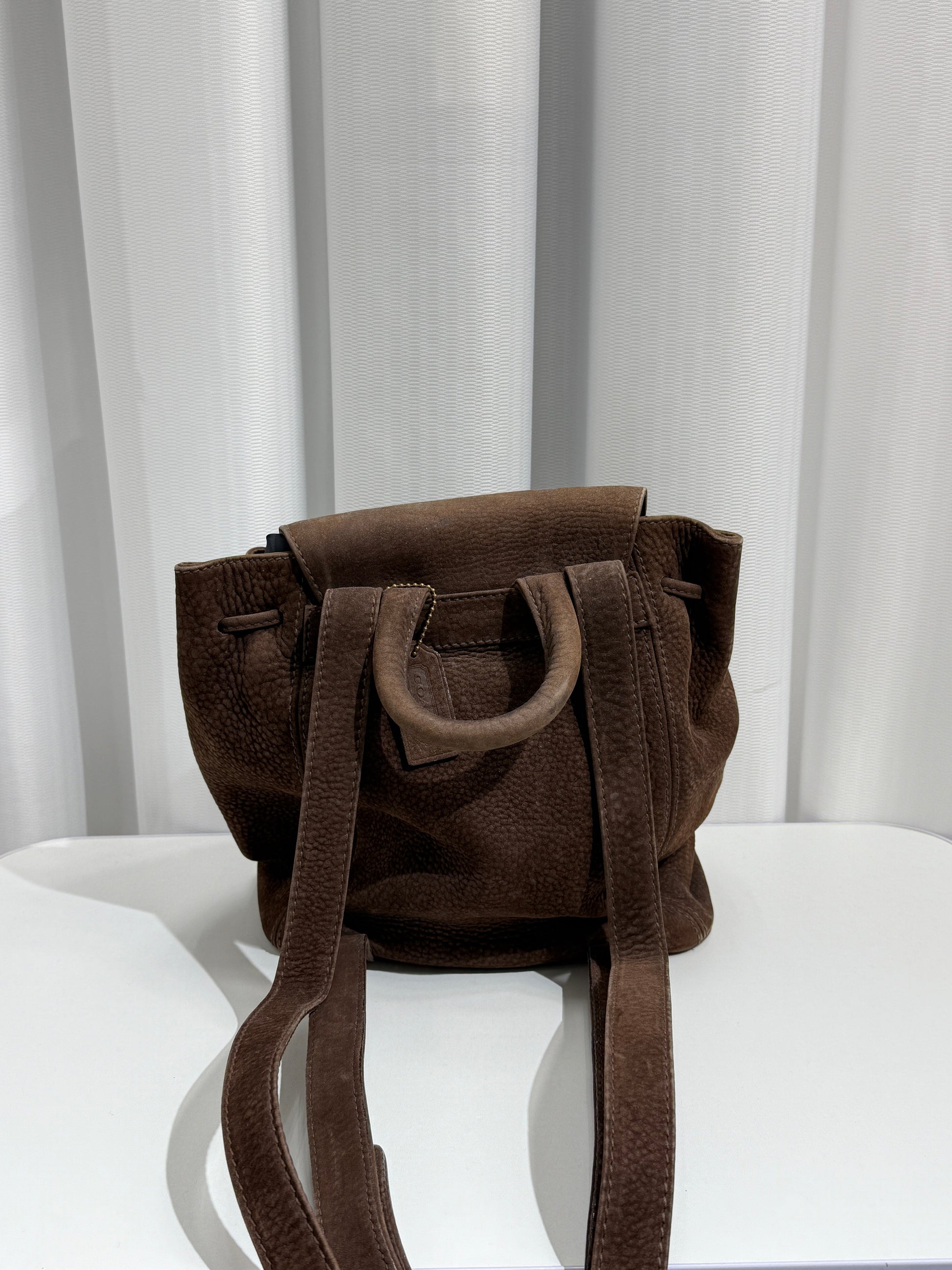 Textured Brown Suede Backpack - GREENIES