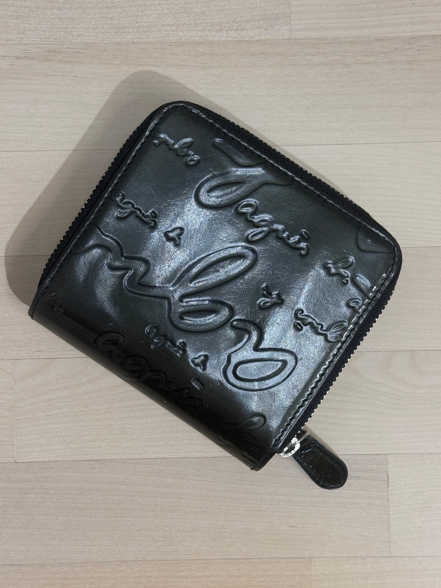 Glossy Embossed Zip-Around Wallet - GREENIES