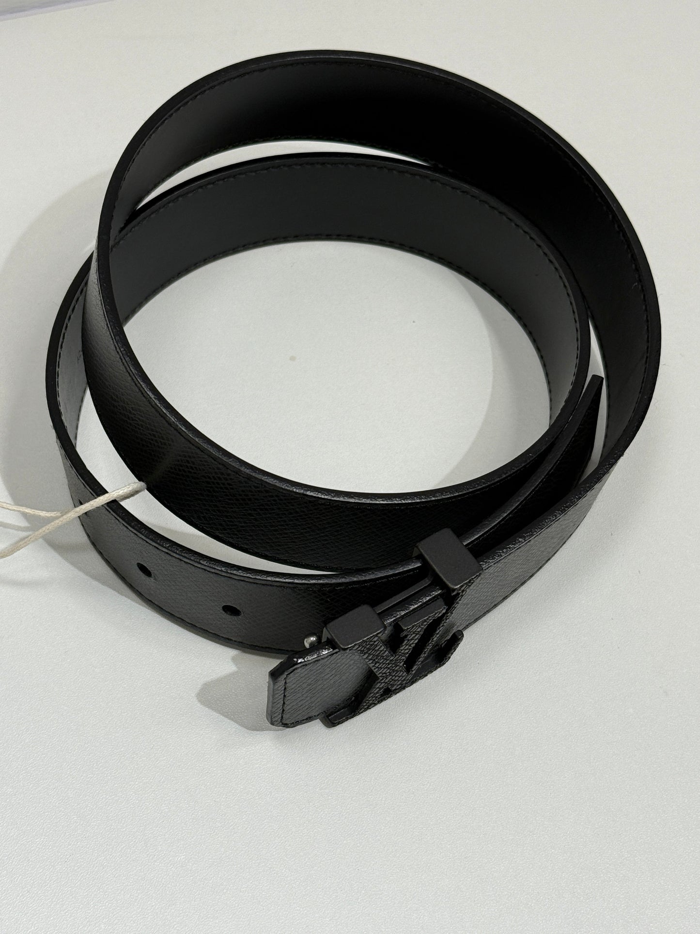 Textured Black Monogram Buckle Belt - GREENIES