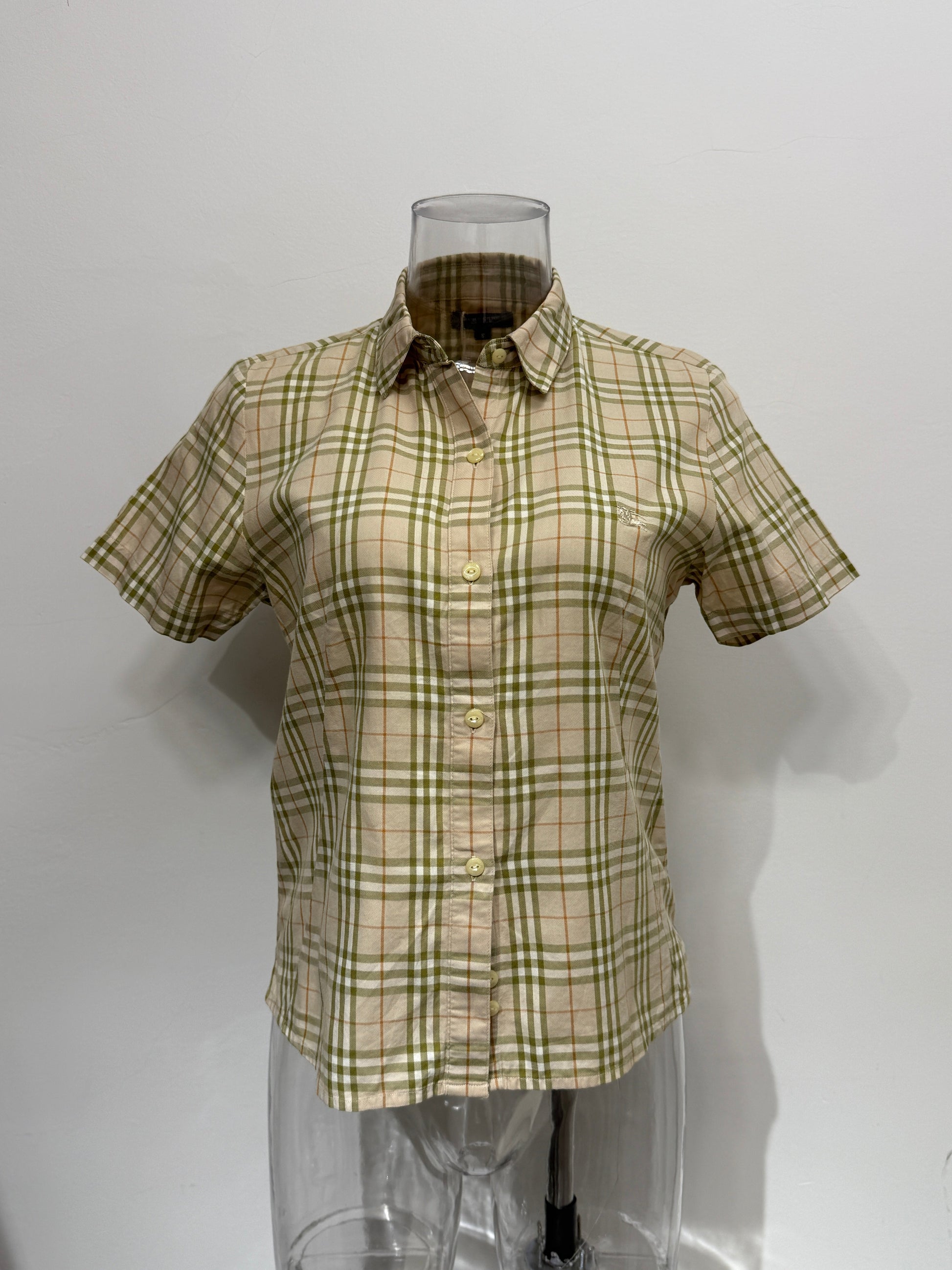 Beige Green Checkered Short Sleeve Shirt - GREENIES