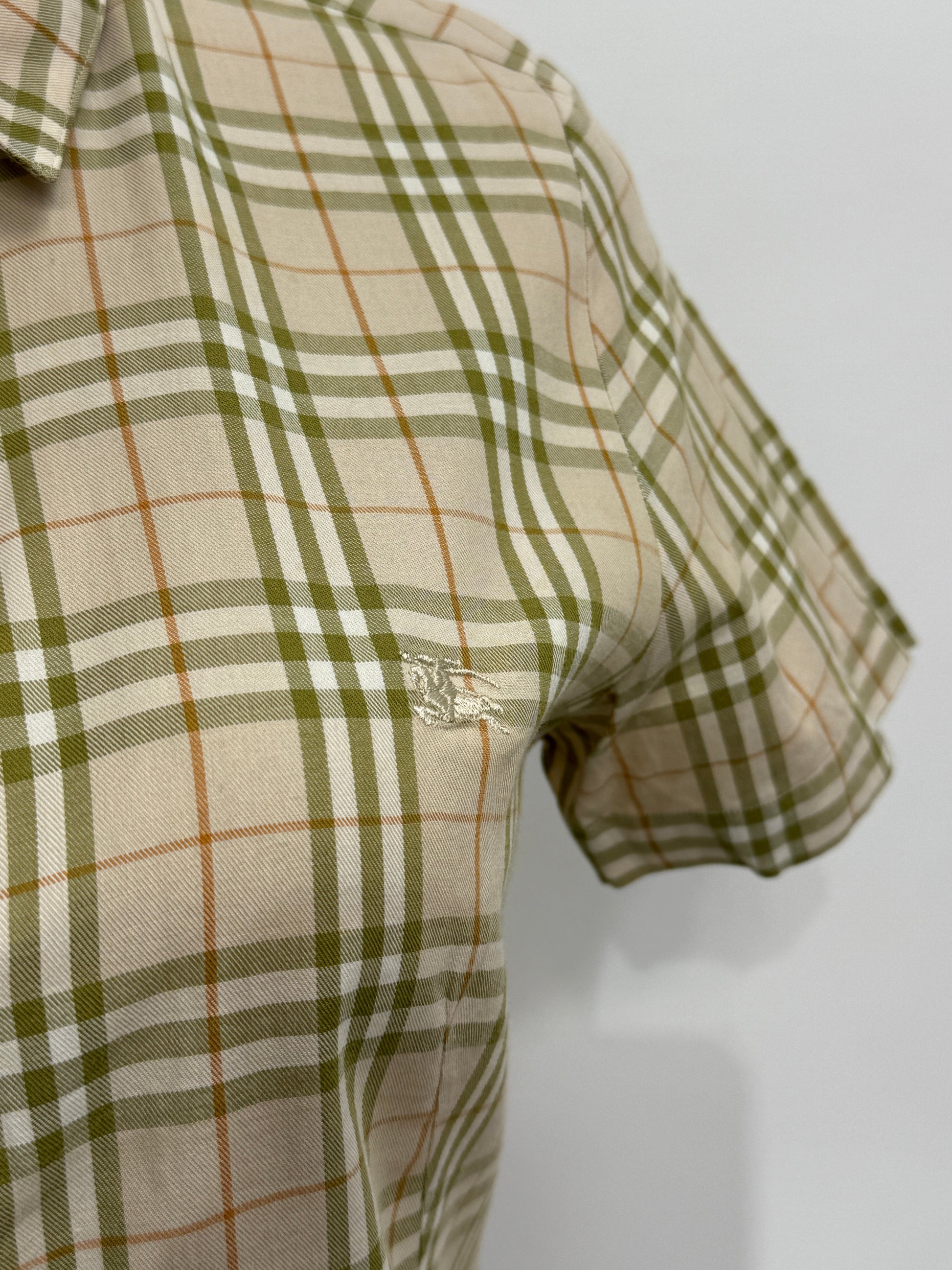 Beige Green Checkered Short Sleeve Shirt - GREENIES