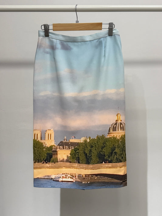 Skyline Print Midi Pencil Skirt - GREENIES