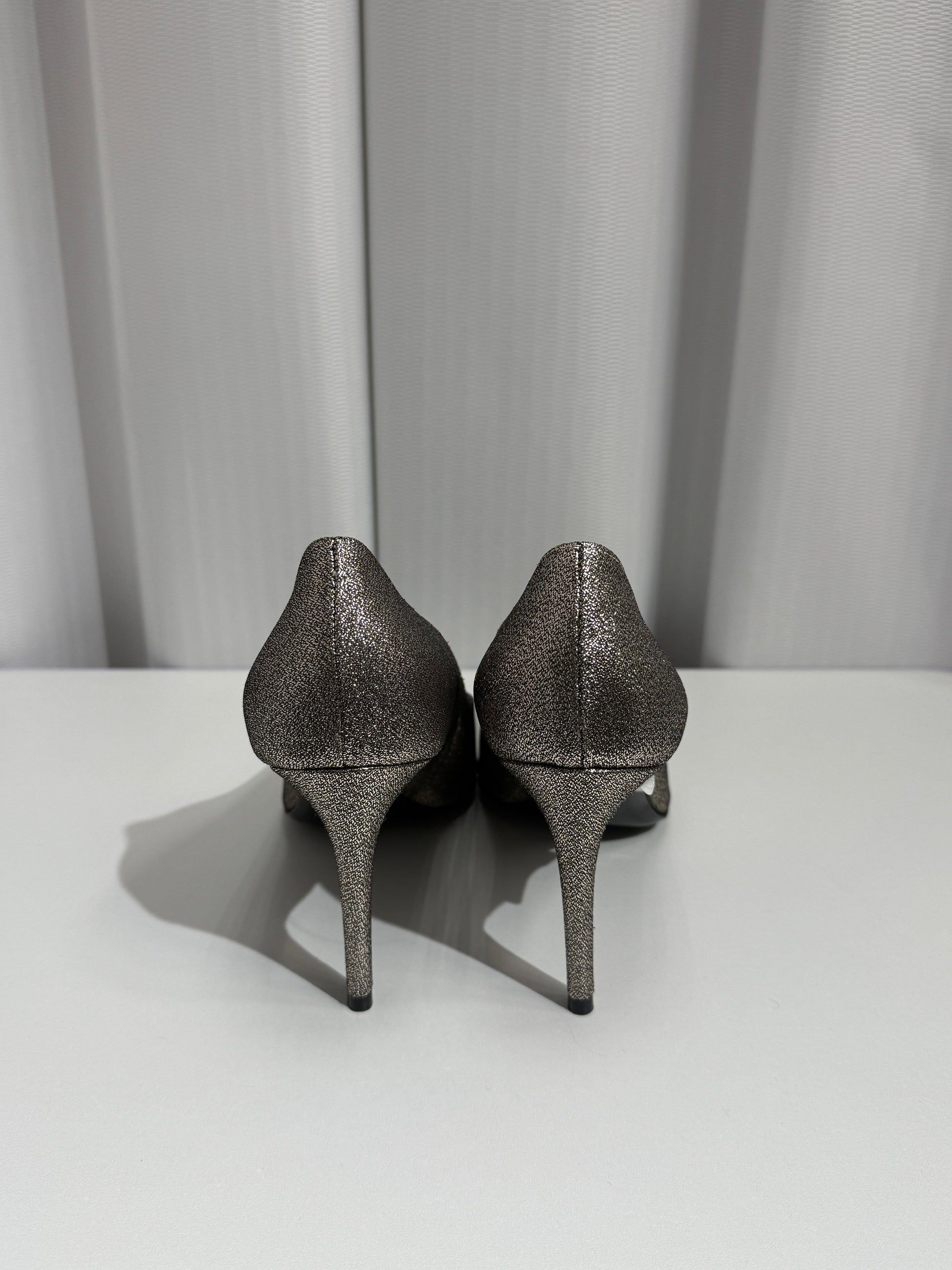 Silver Glitter Heels with Crystal Buckle - GREENIES