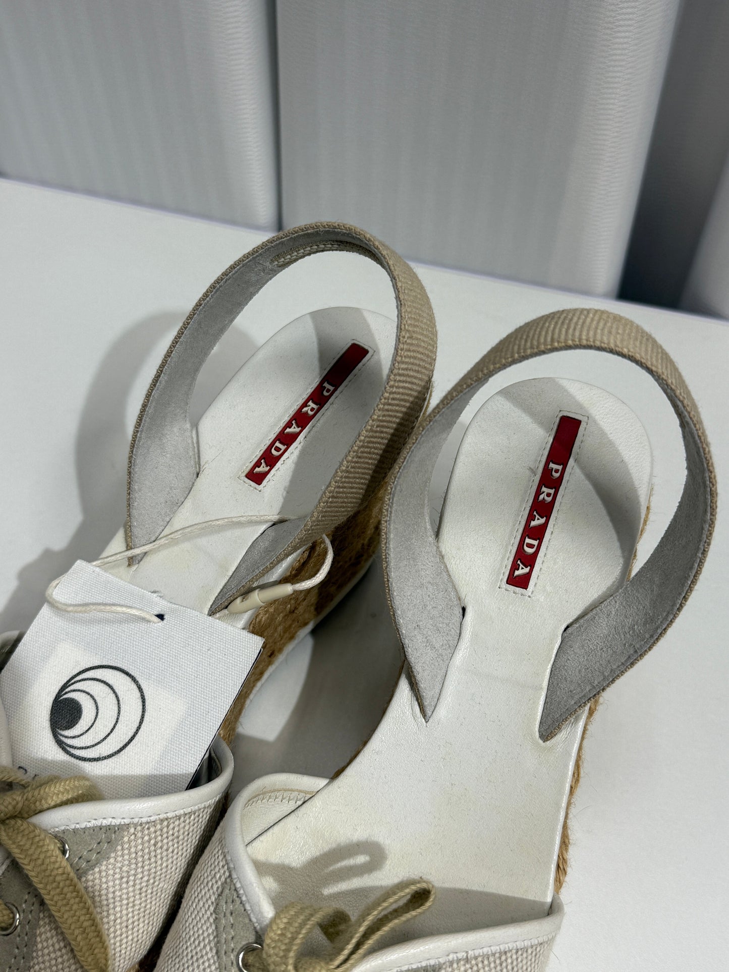 Beige Canvas Wedge Slingbacks - GREENIES