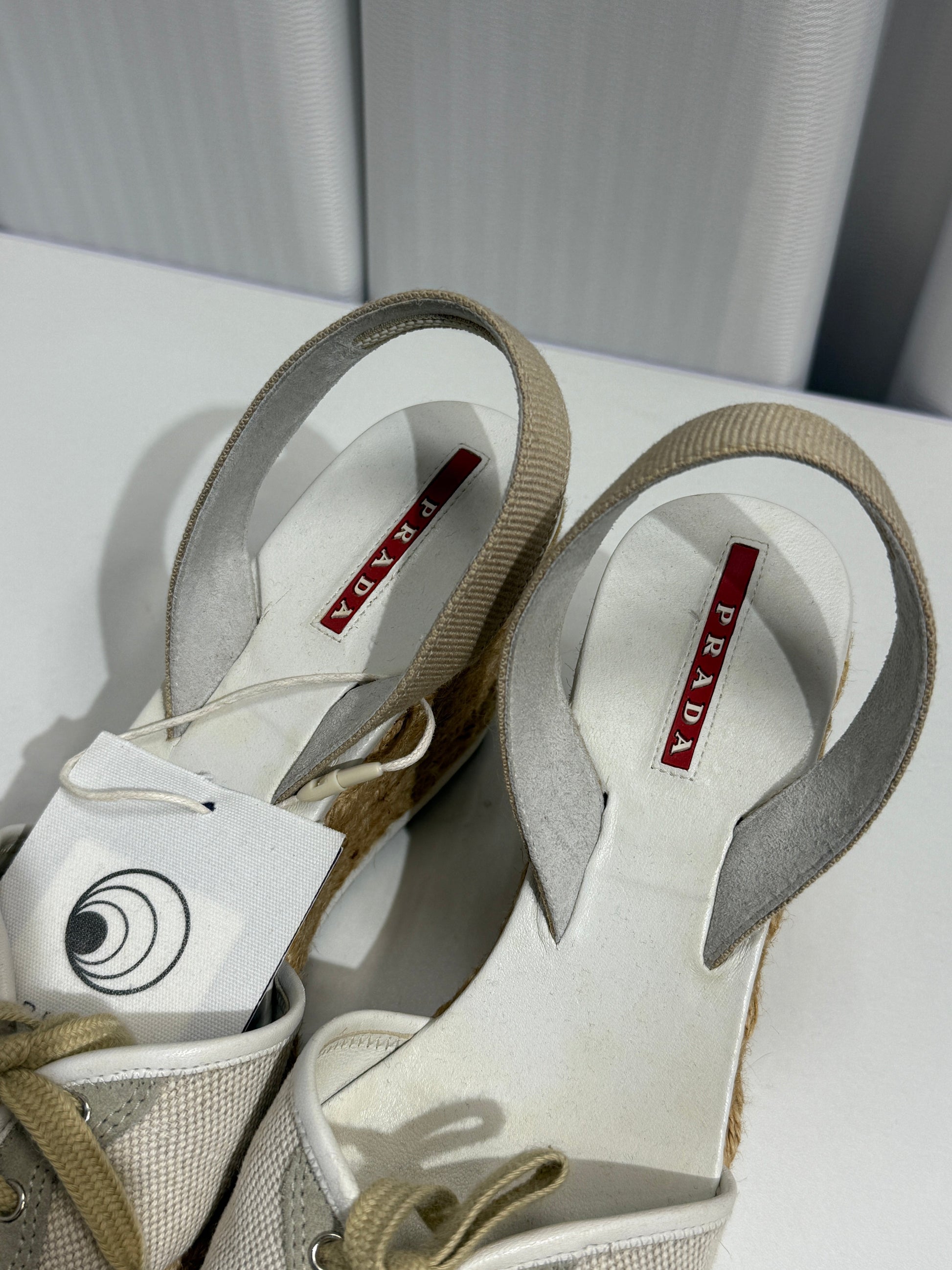 Beige Canvas Wedge Slingbacks - GREENIES