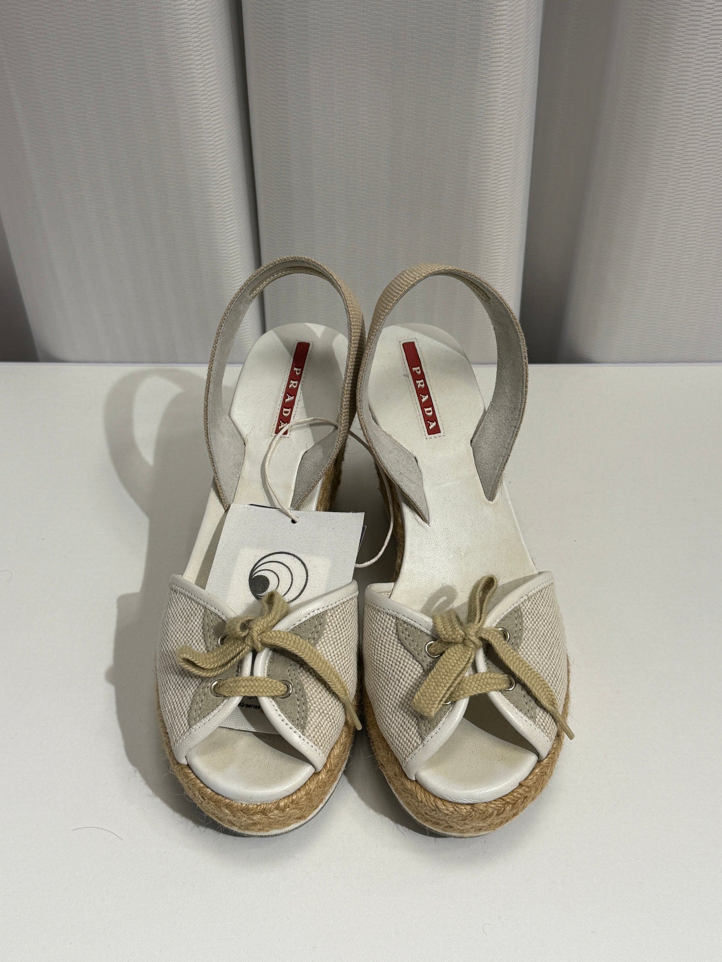 Beige Canvas Wedge Slingbacks - GREENIES