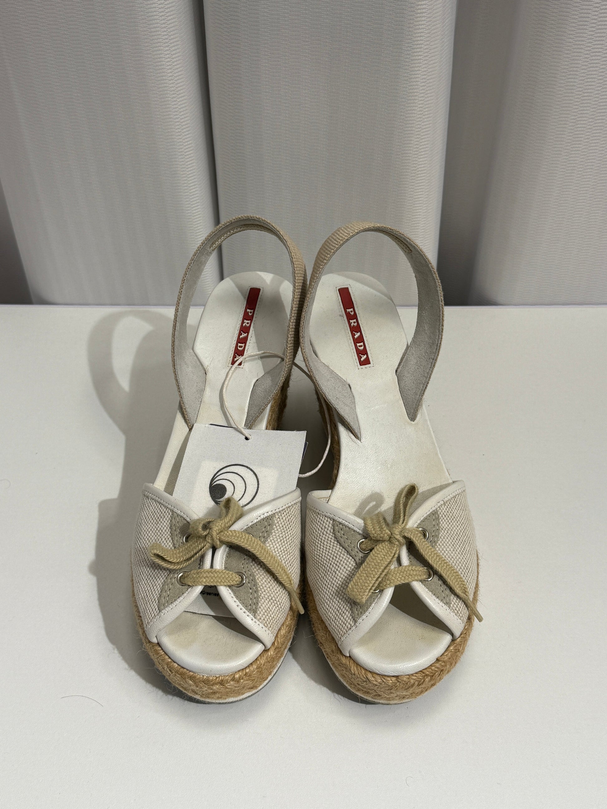 Beige Canvas Wedge Slingbacks - GREENIES
