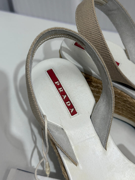 Beige Canvas Wedge Slingbacks - GREENIES