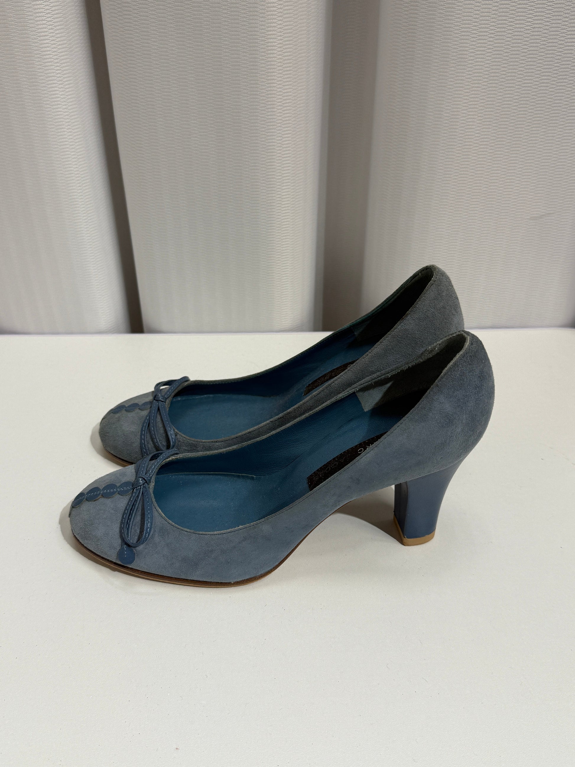 Muted Blue Suede Low Heels - GREENIES