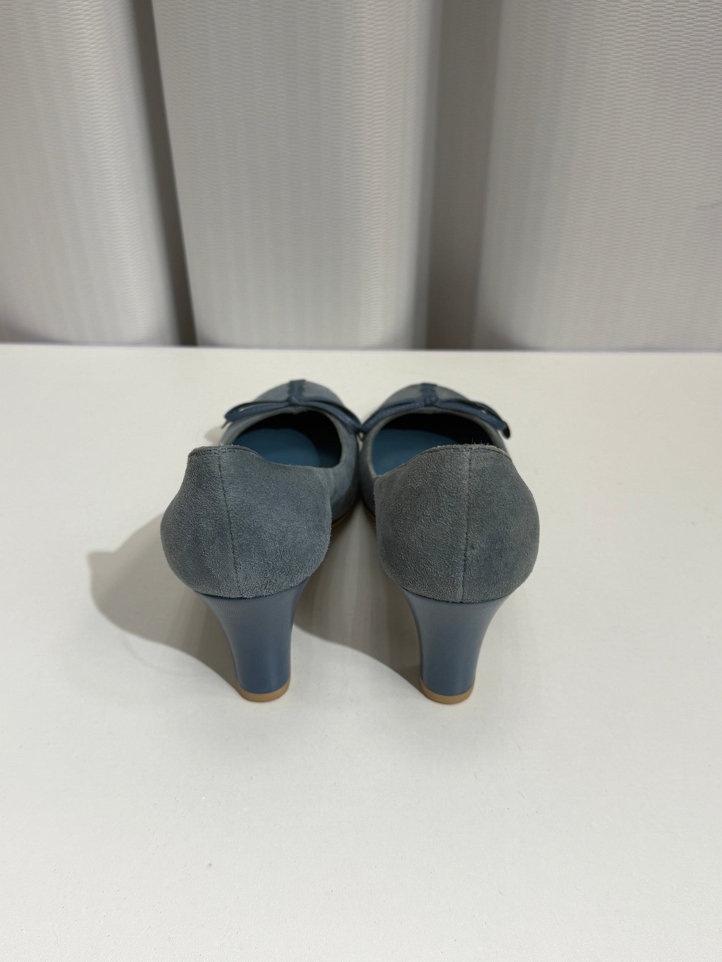 Muted Blue Suede Low Heels - GREENIES