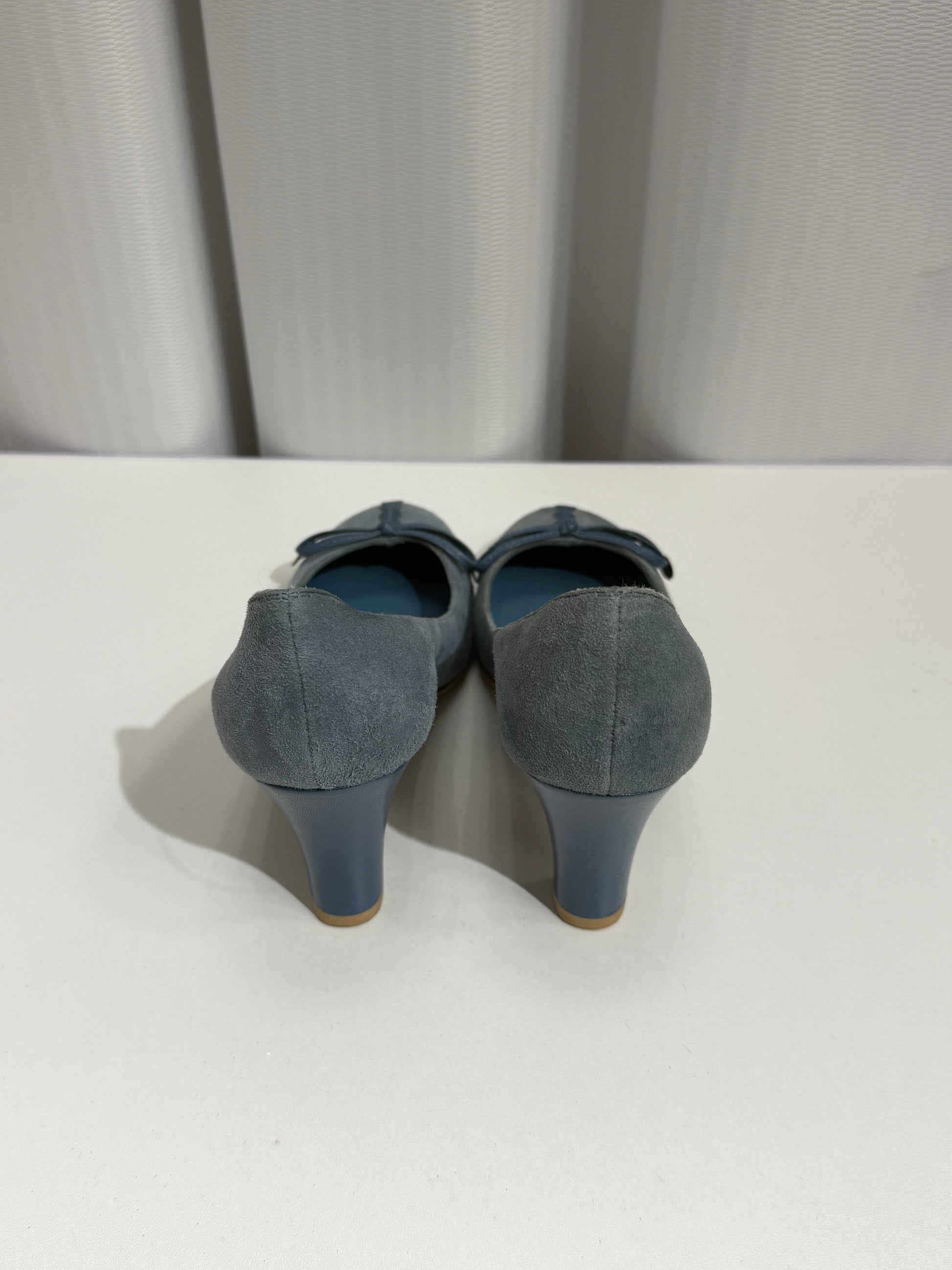 Muted Blue Suede Low Heels - GREENIES